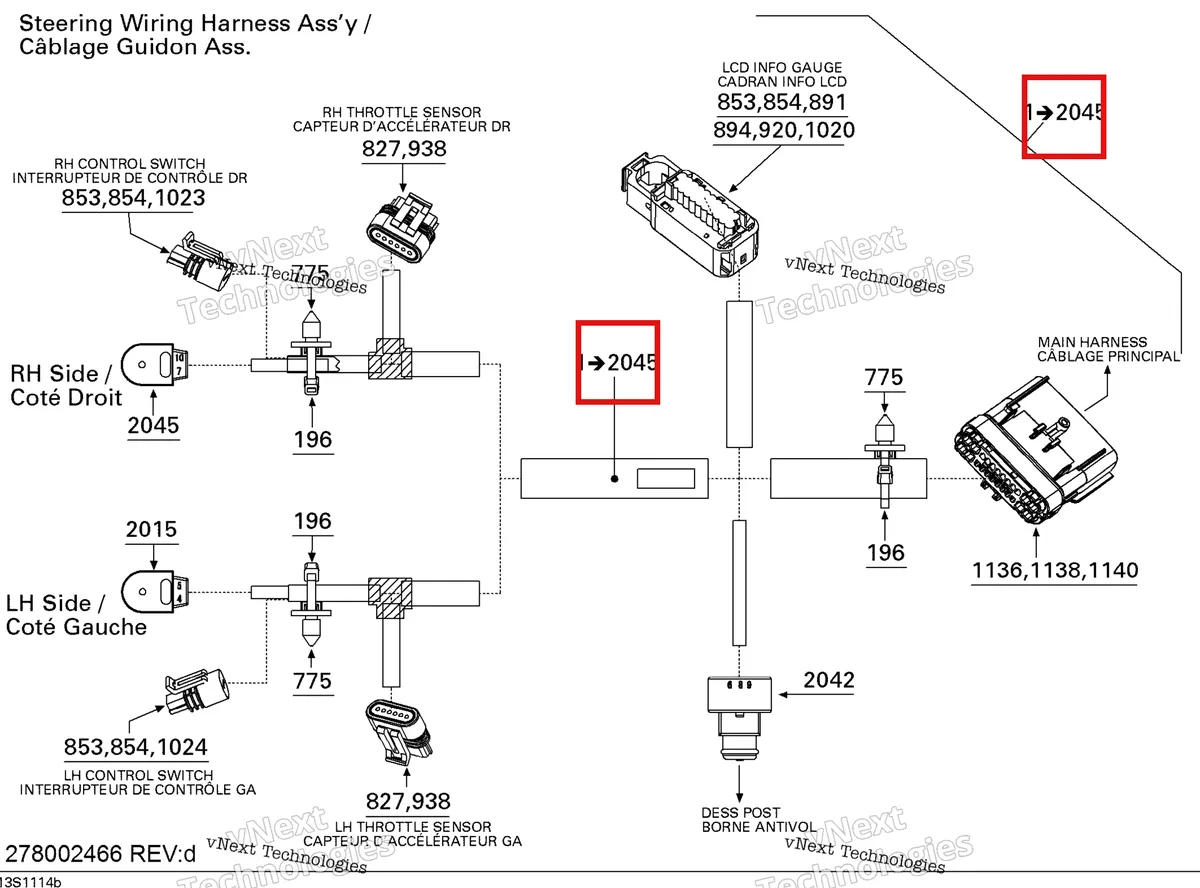 Деталь 278002466 на схеме узла Electrical Harness , Steering