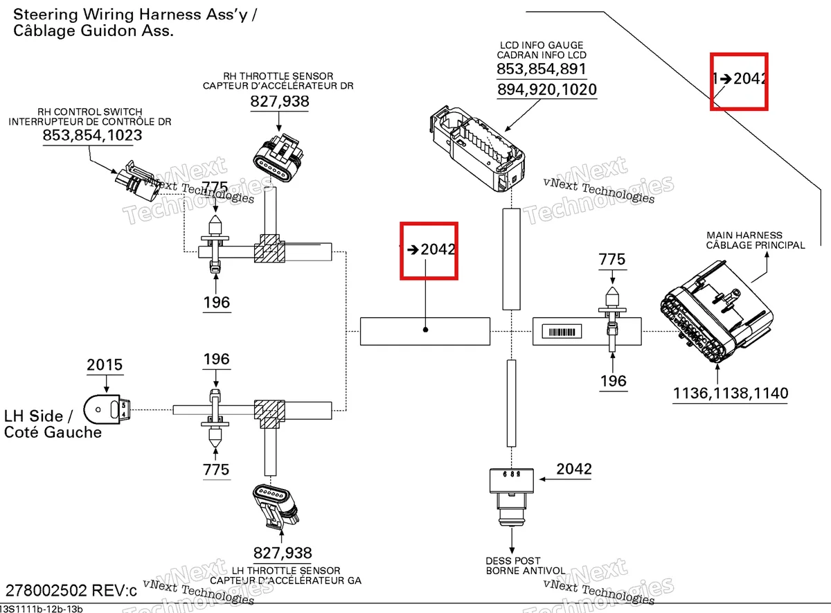 Деталь 278002502 на схеме узла Electrical Harness , Steering