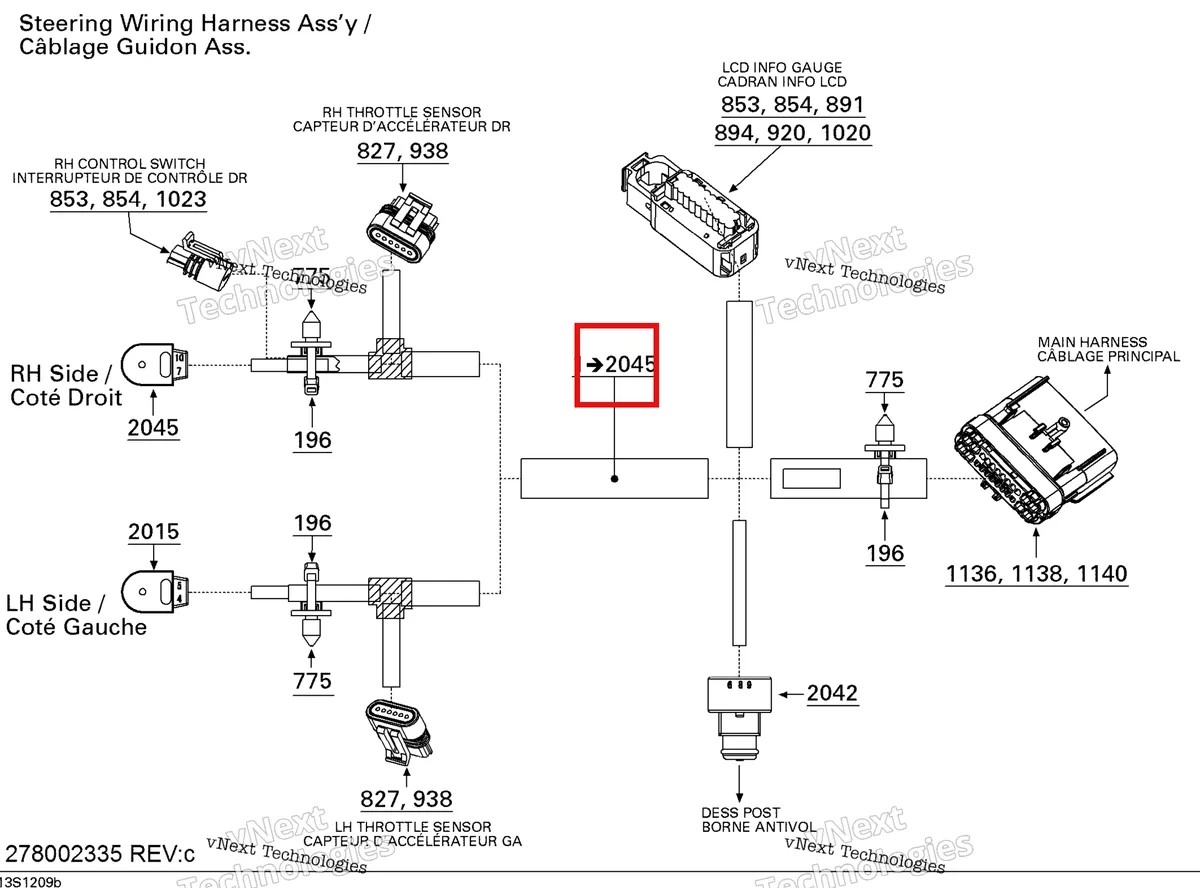 Деталь 278002503 на схеме узла Electrical Harness , Steering