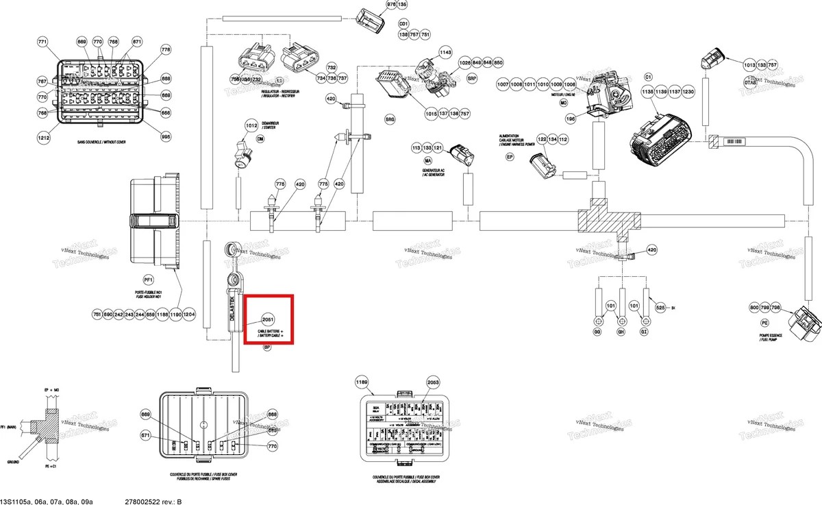 Деталь 278002533 (Аккумулятор жгут Sea-Doo GTX 215 (2012) (278002533)) на схеме узла , (17CS) Electrical Harness (Main)