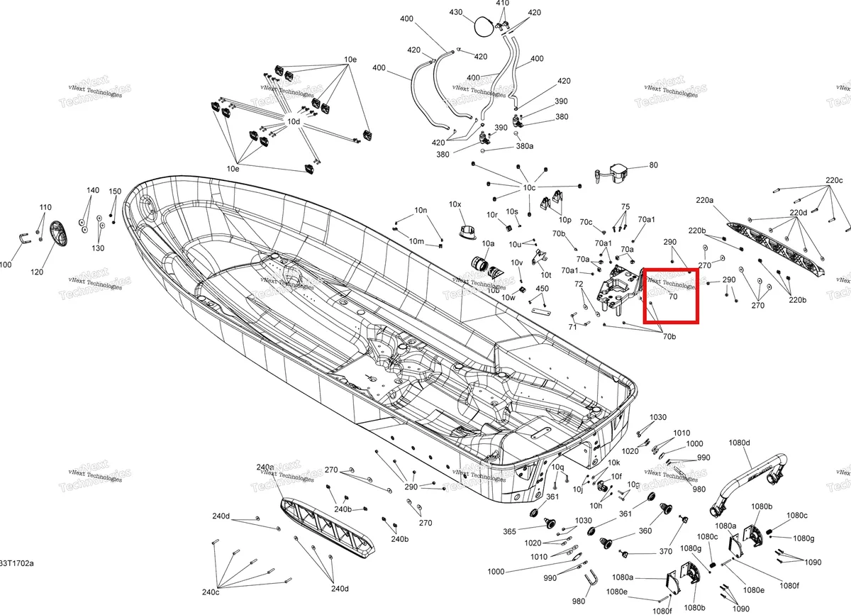 Схема применяемости: Аккумулятор основание в сборе Sea-Doo RXT (2016) (278003273)
