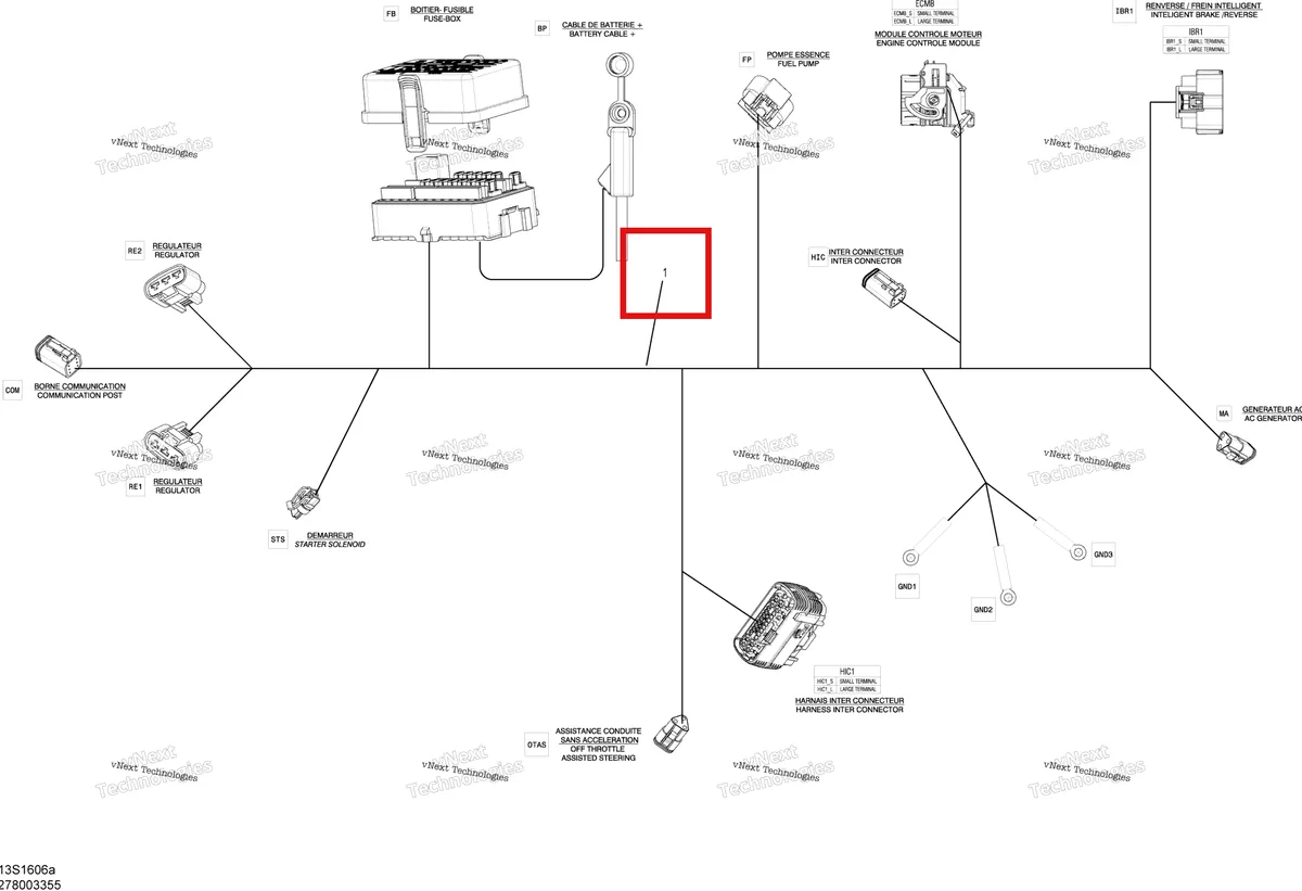 Деталь 278003335 на схеме узла 2016 Sea-Doo GTI-GTR-GTS Electrical Harness - Main Harness - Gts