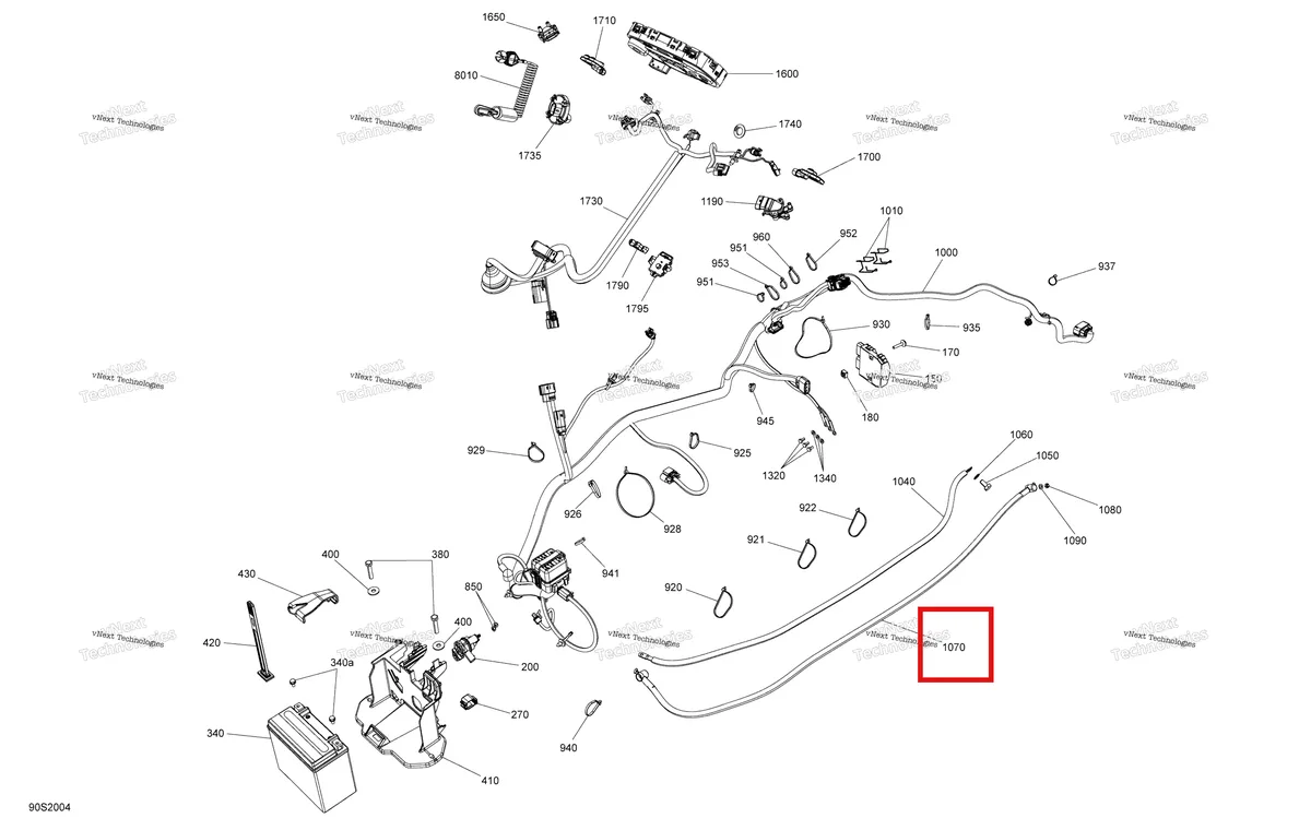 Деталь 278003370 (Трос стартер Sea-Doo RXP (2016) (278003370)) на схеме узла Electrical System