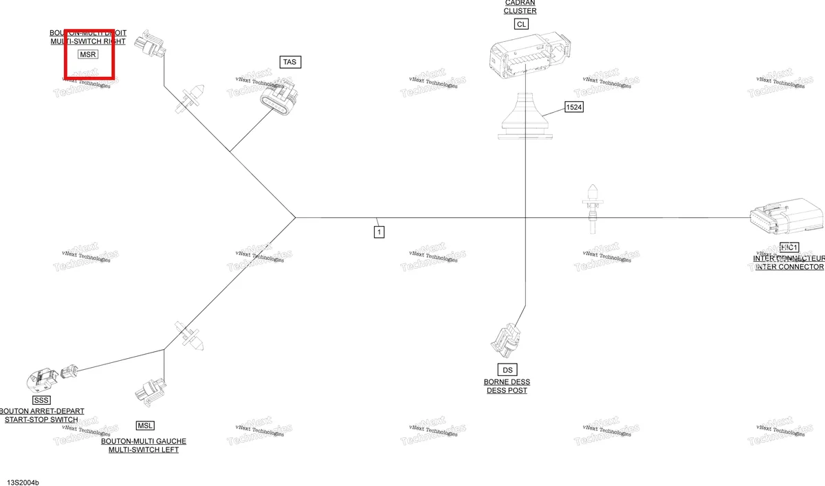Деталь 278003442 на схеме узла Electrical Harness Steering 278003827