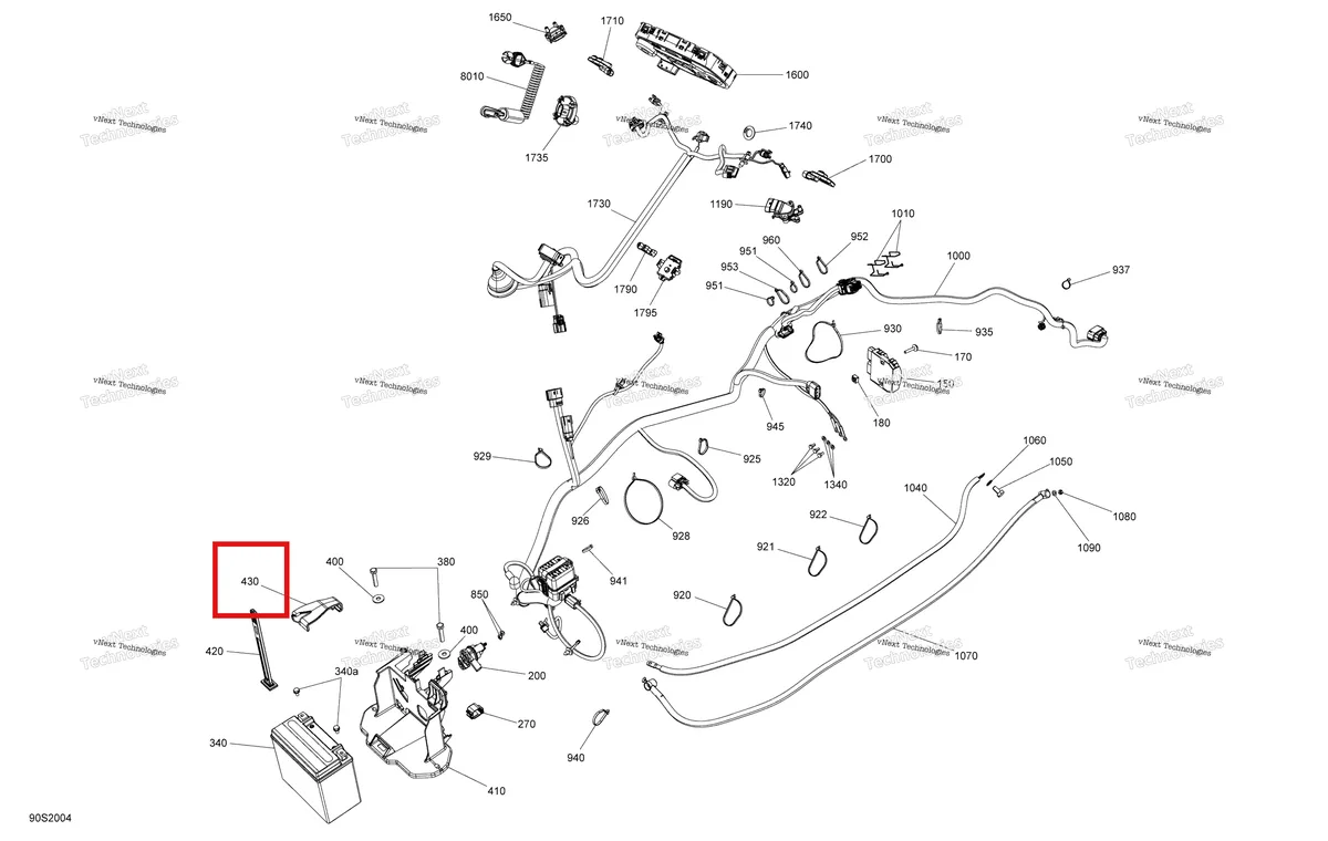 Деталь 278003521 (Клипса Sea-Doo RXP 300 (2018) (278003521)) на схеме узла Electrical System