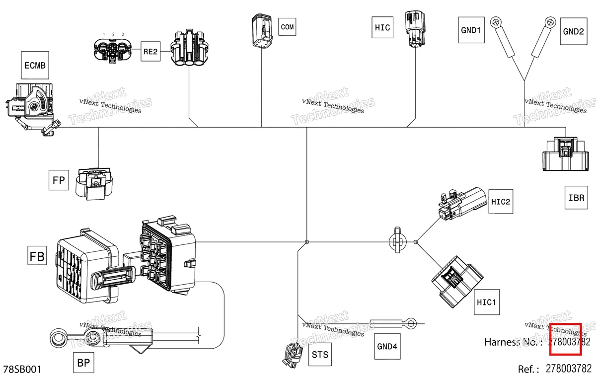 Деталь 278003782 на схеме узла 2022 Sea-Doo GTI 90 Electric - Main Harness - 278003782
