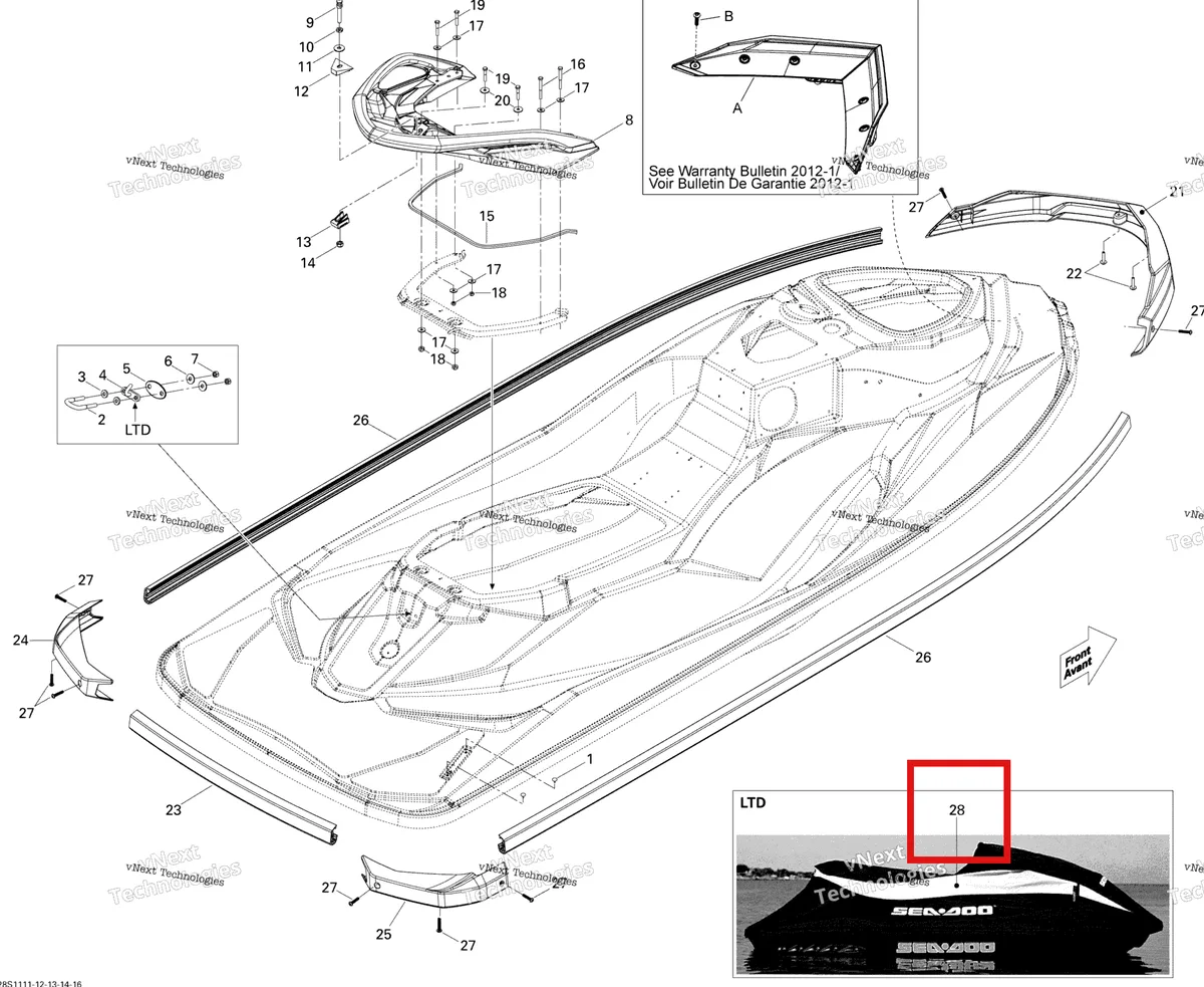 Деталь 280000495 на схеме узла 2011 Sea-Doo GTI LTD 155 Body, Rear View