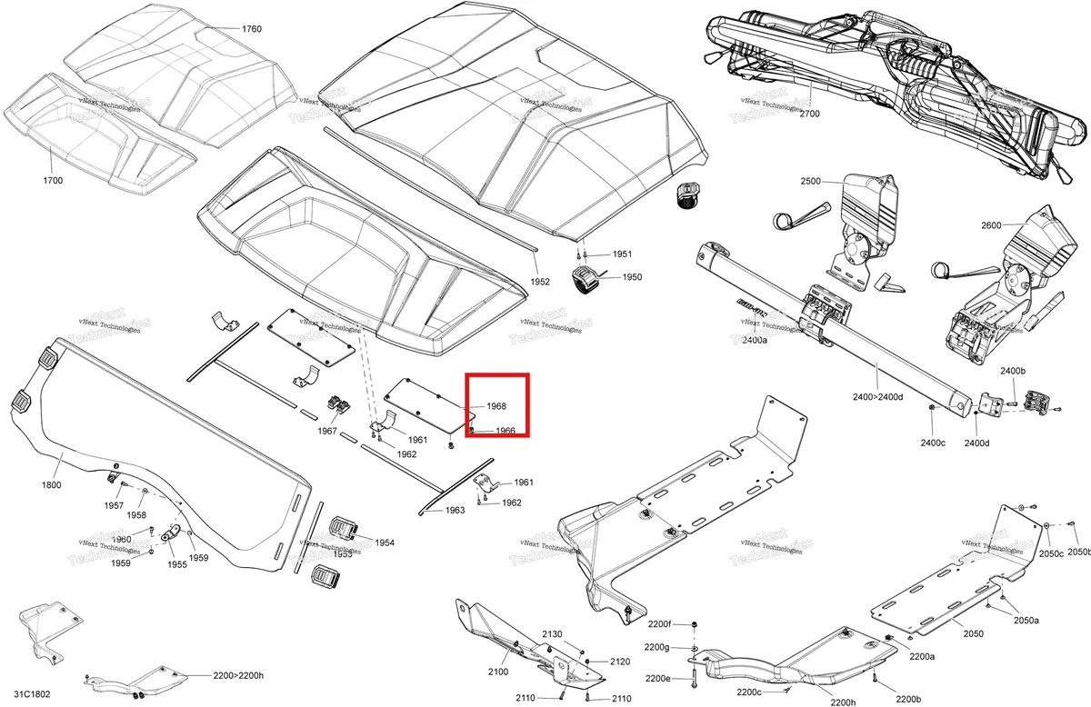 Деталь 280000496 на схеме узла 2018 Can-Am COMMANDER 1000R EFI Body And Accessories Commander Non Max - Package Hunter