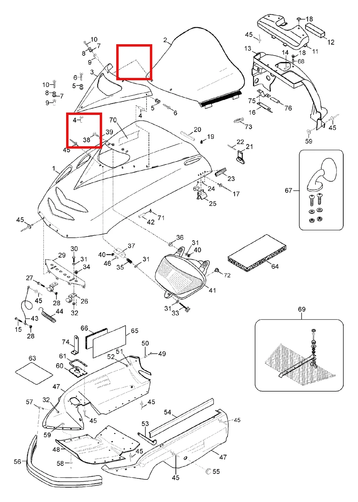 Деталь 282002 (Деталь Screw Bottom) на схеме узла 09- Hood