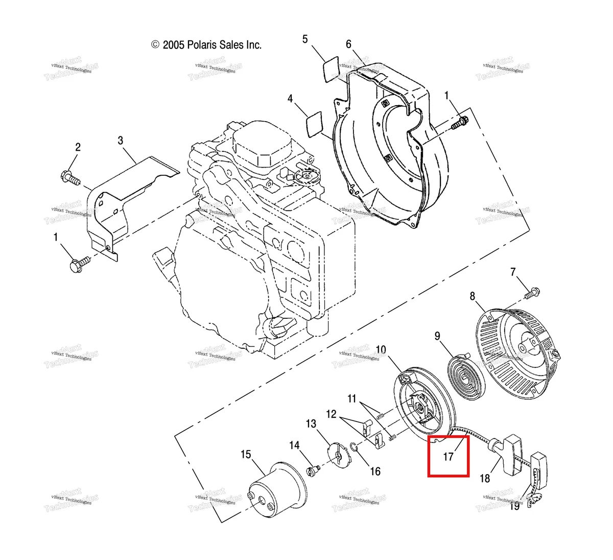 Деталь 2870621 на схеме узла Engine, Recoil Starter & Blower Housing