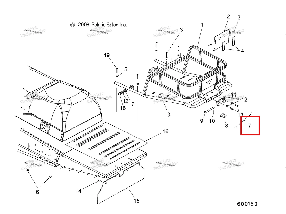 Деталь 2870708 (HITCHKIT L T / STARTRAK включает 15 19 Polaris Widetrak LX (2006) (2870708)) на схеме узла Chassis, Rack Asm. & Snow Flap