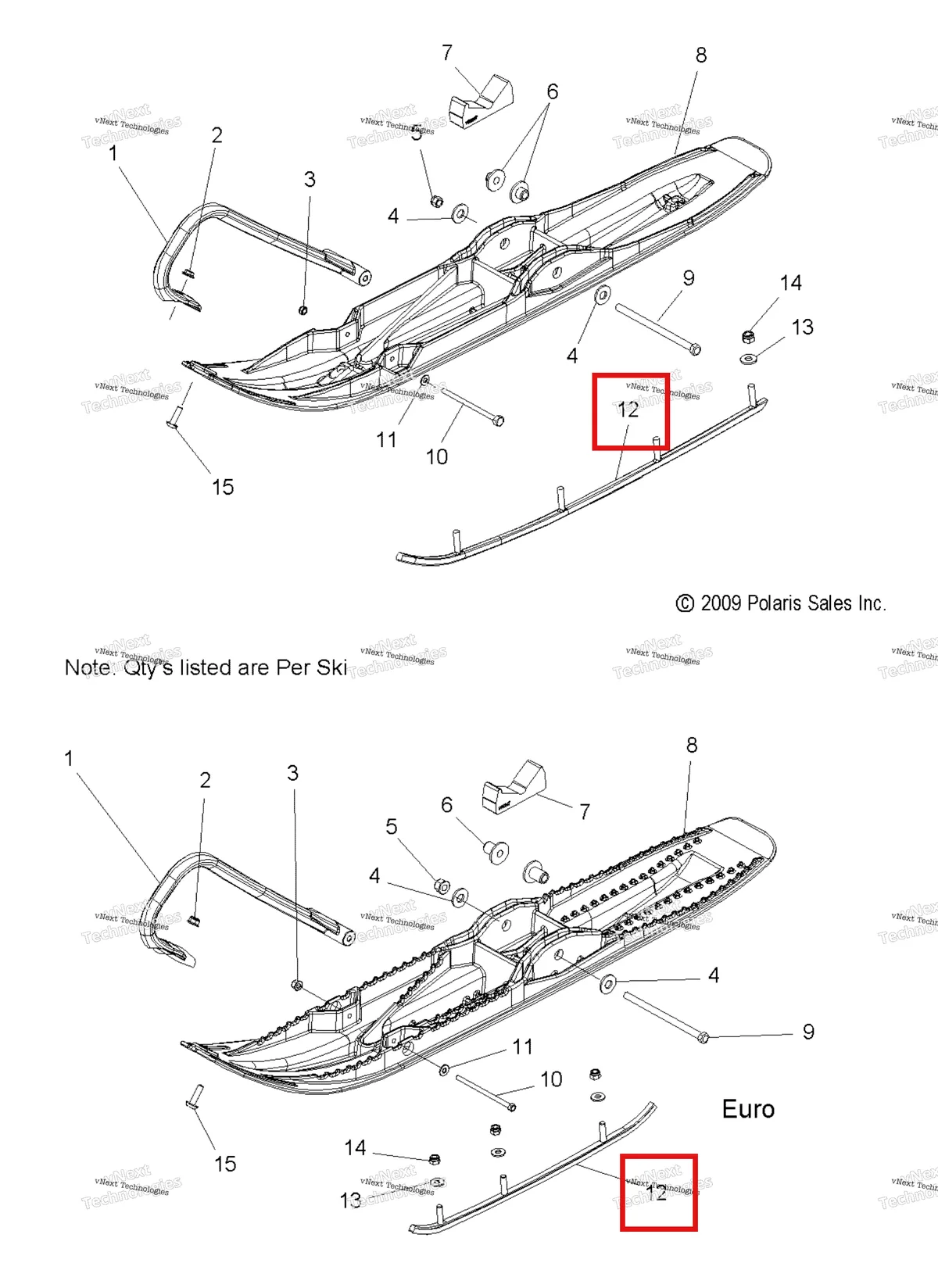 Деталь 2875716 на схеме узла Steering, Ski Asm