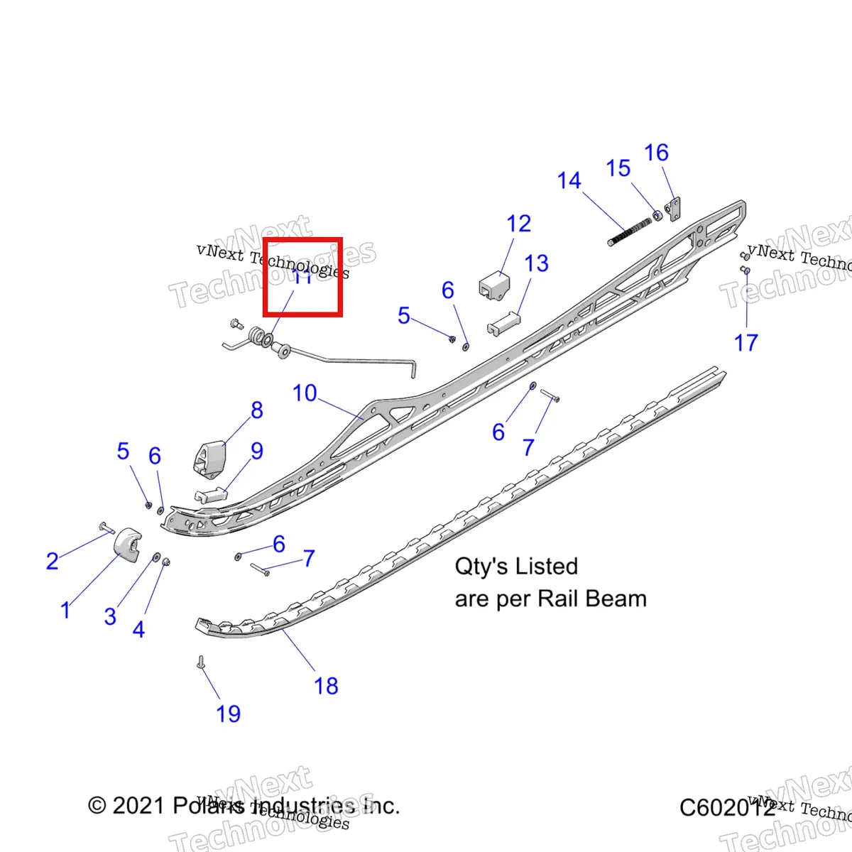 Деталь 2882028 на схеме узла Suspension, Rail Beams, Lh/Rh
