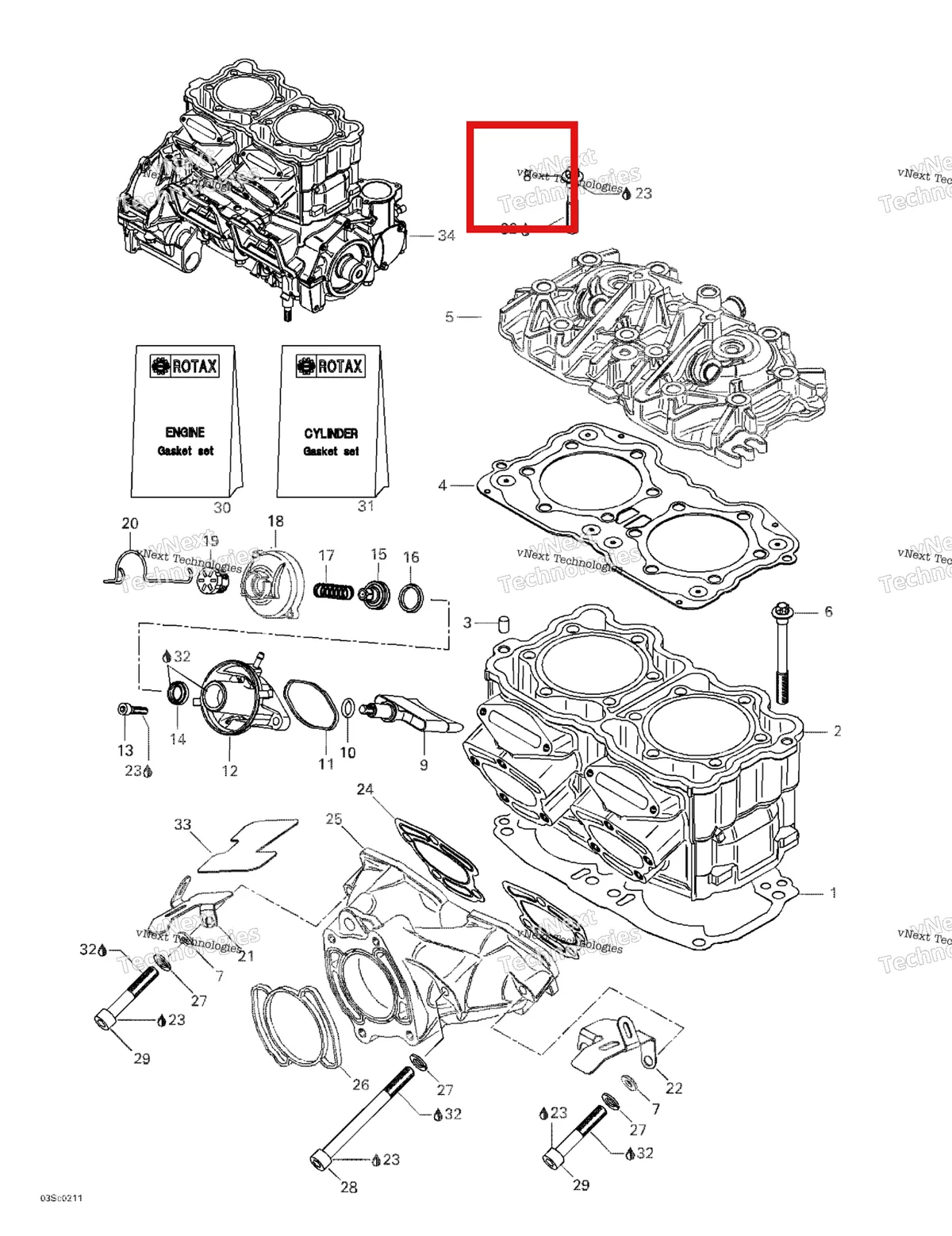 Деталь 290640308 на схеме узла 2002 Sea-Doo LRV DI, 5460 Cylinder, Exhaust Manifold