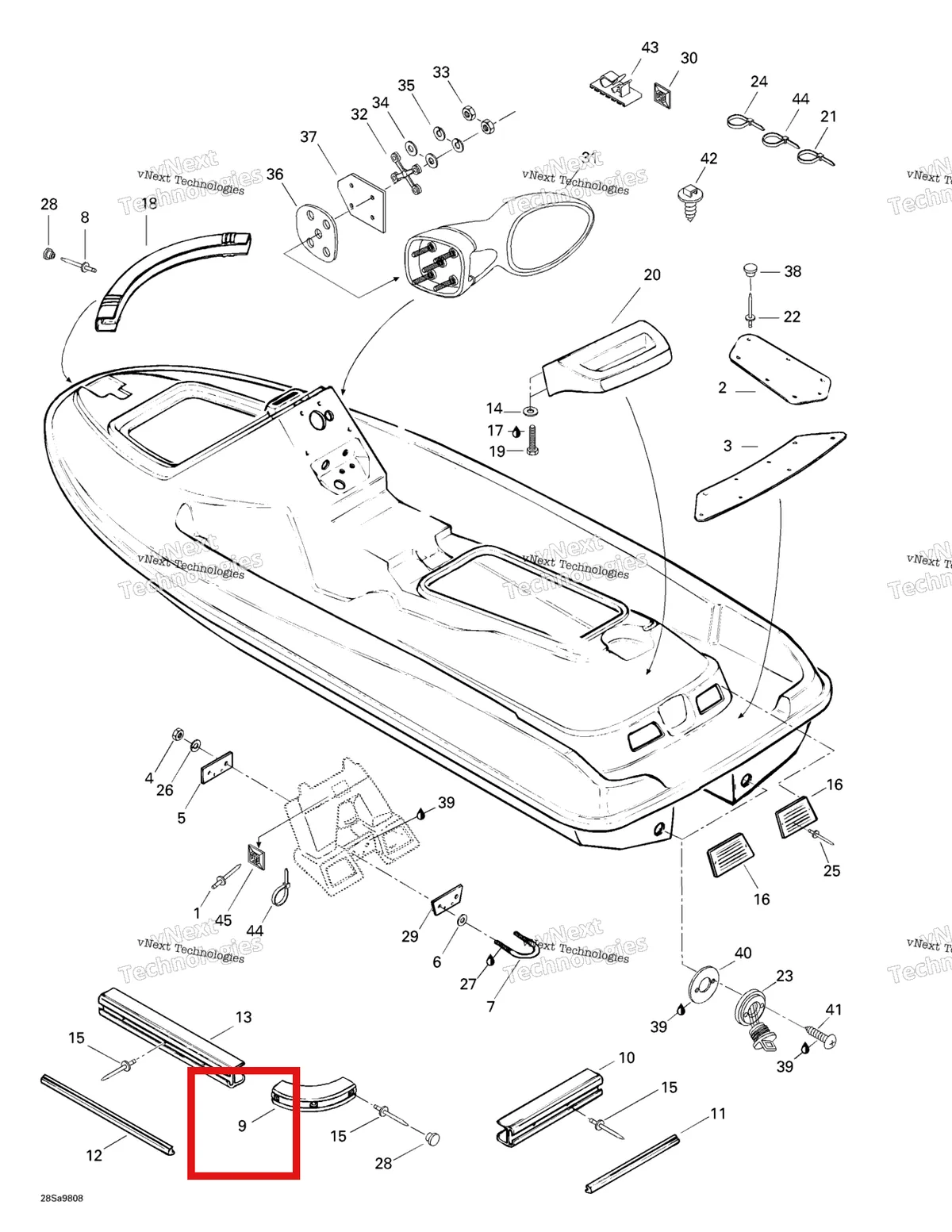 Деталь 291000220 на схеме узла 1998 Sea-Doo GTS, 5819 Body
