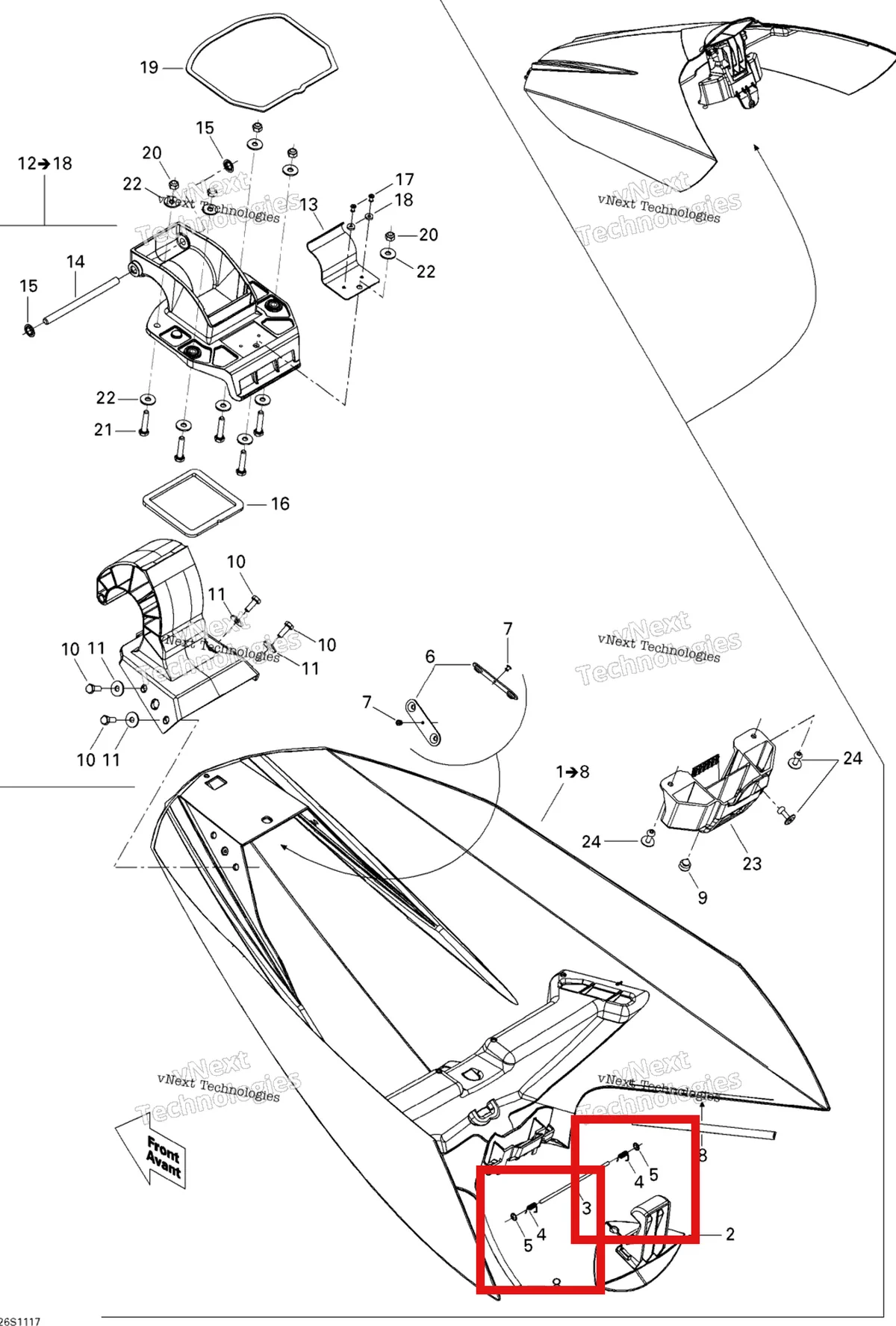 Деталь 291000922 на схеме узла 2011 Sea-Doo GTS Pro 130 Front Cover