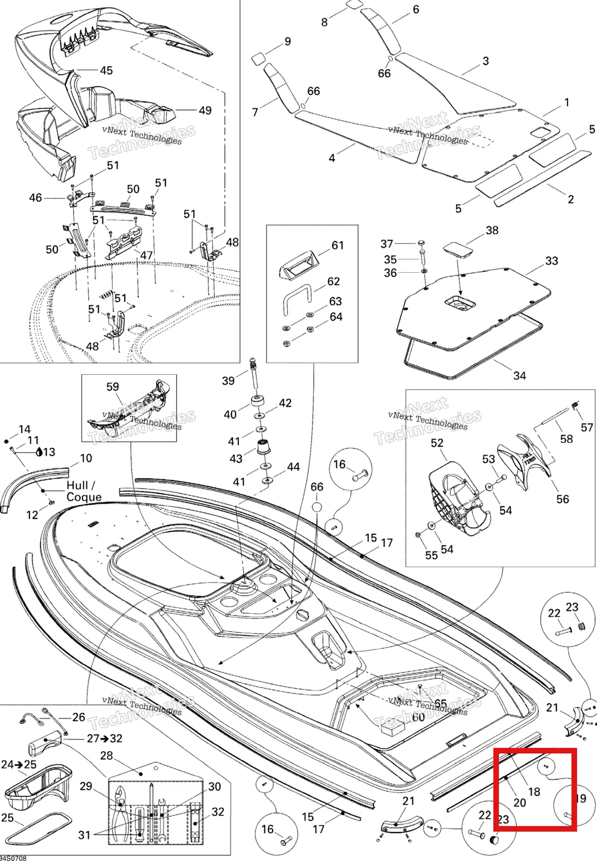 Деталь 291000997 на схеме узла 2007 Sea-Doo 3D 947 DI Body