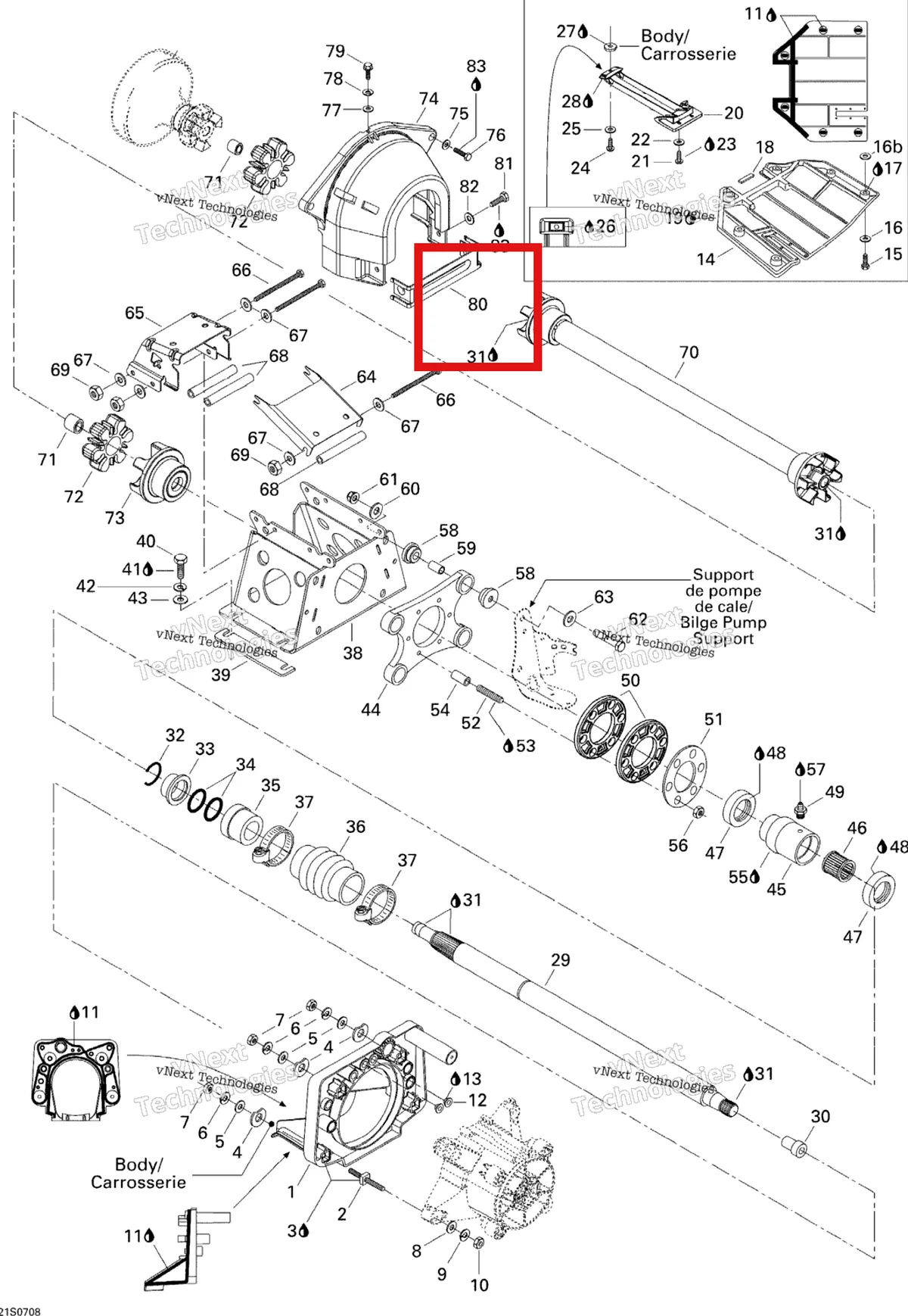Деталь 291001228 на схеме узла 2007 Sea-Doo 3D 947 DI Propulsion