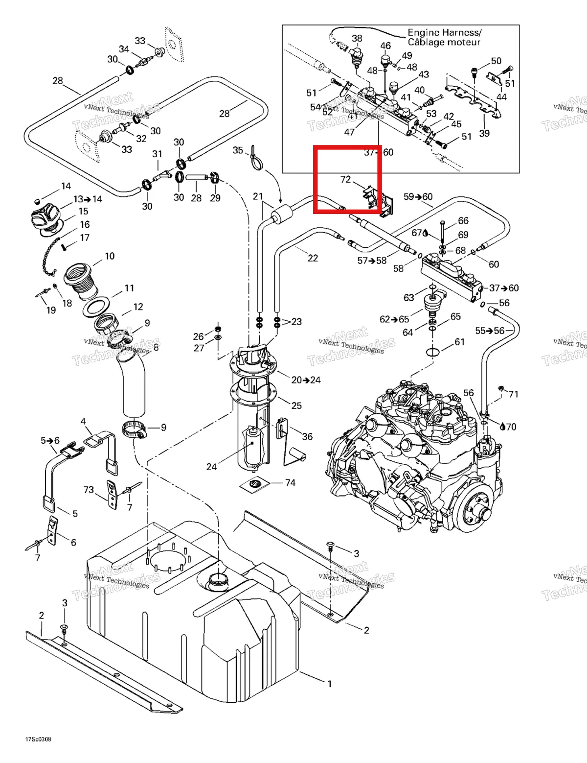 Деталь 291001399 на схеме узла 2003 Sea-Doo RX DI, 6122/6123 Fuel System
