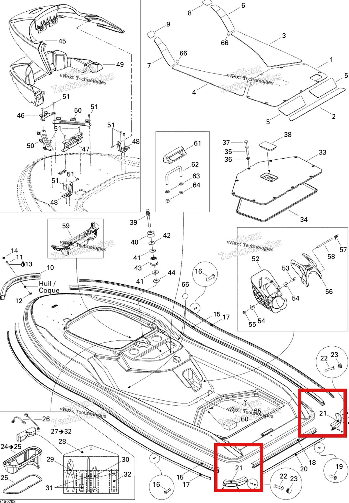 Деталь 291001505 на схеме узла 2007 Sea-Doo 3D 947 DI Body