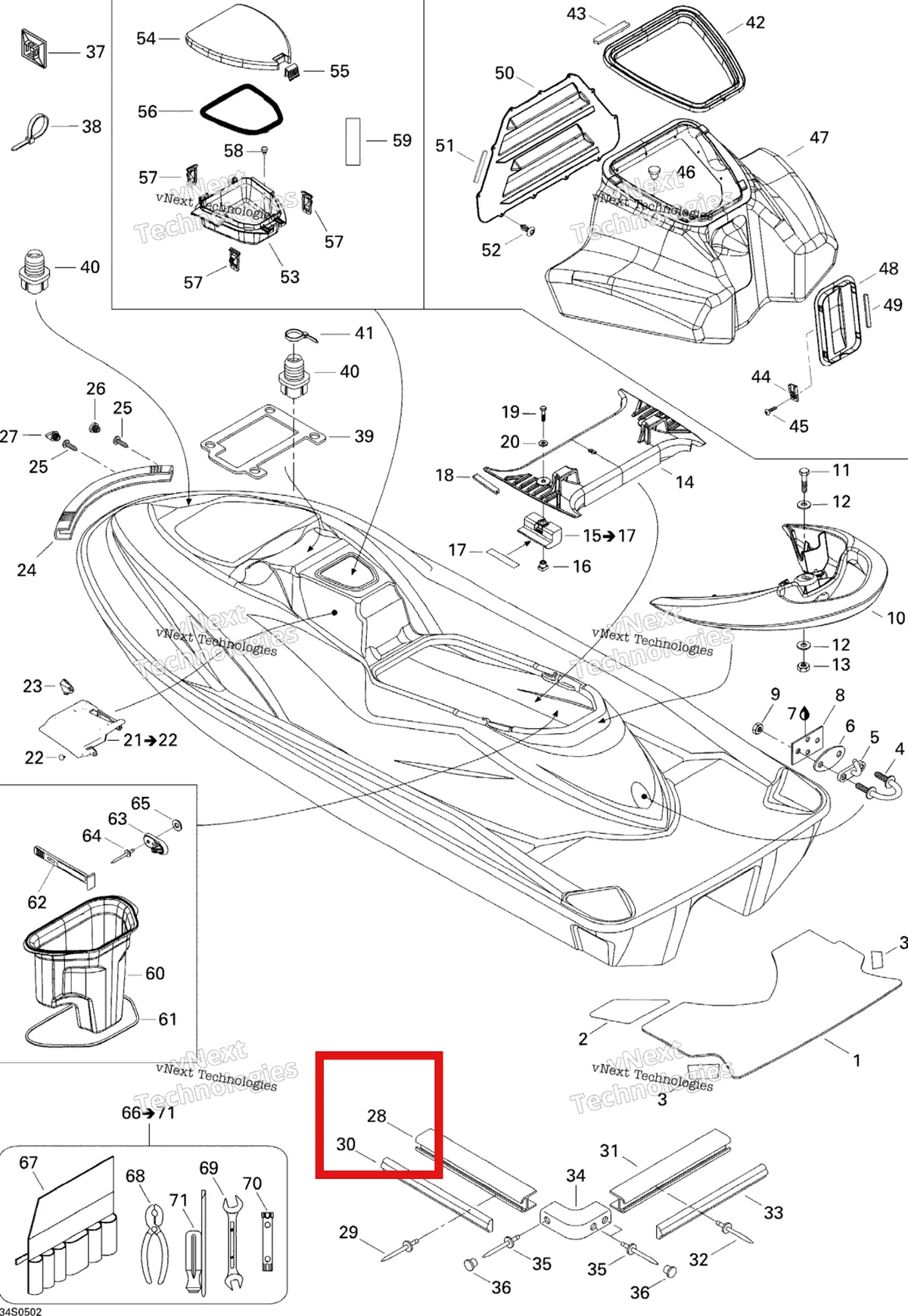 Деталь 291001606 на схеме узла 2005 Sea-Doo GTI Body
