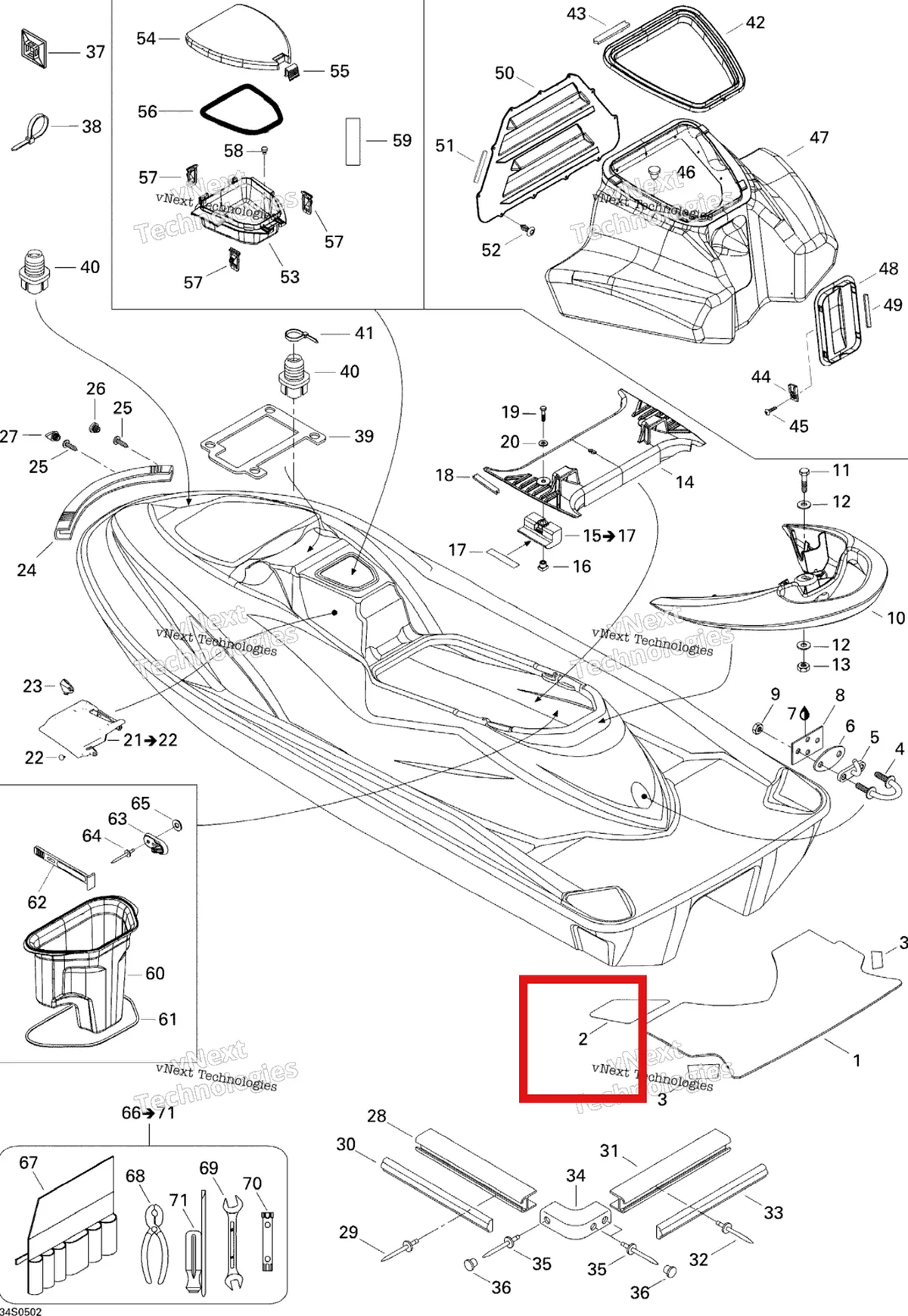 Деталь 291001665 на схеме узла 2005 Sea-Doo GTI Body