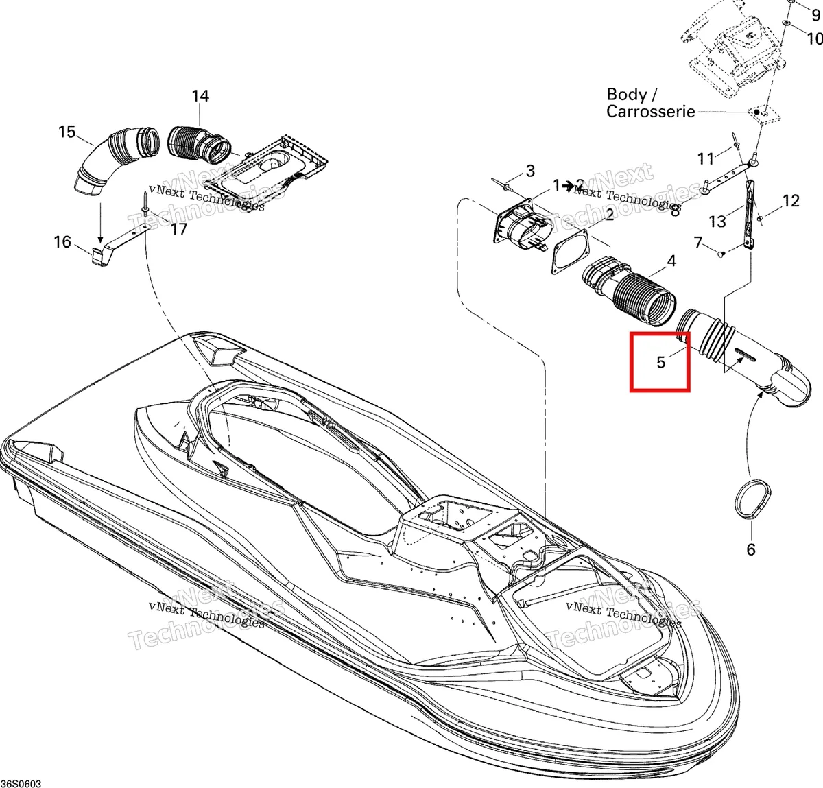 Деталь 291001689 на схеме узла 2006 Sea-Doo GTX 4-TEC SC Ventilation