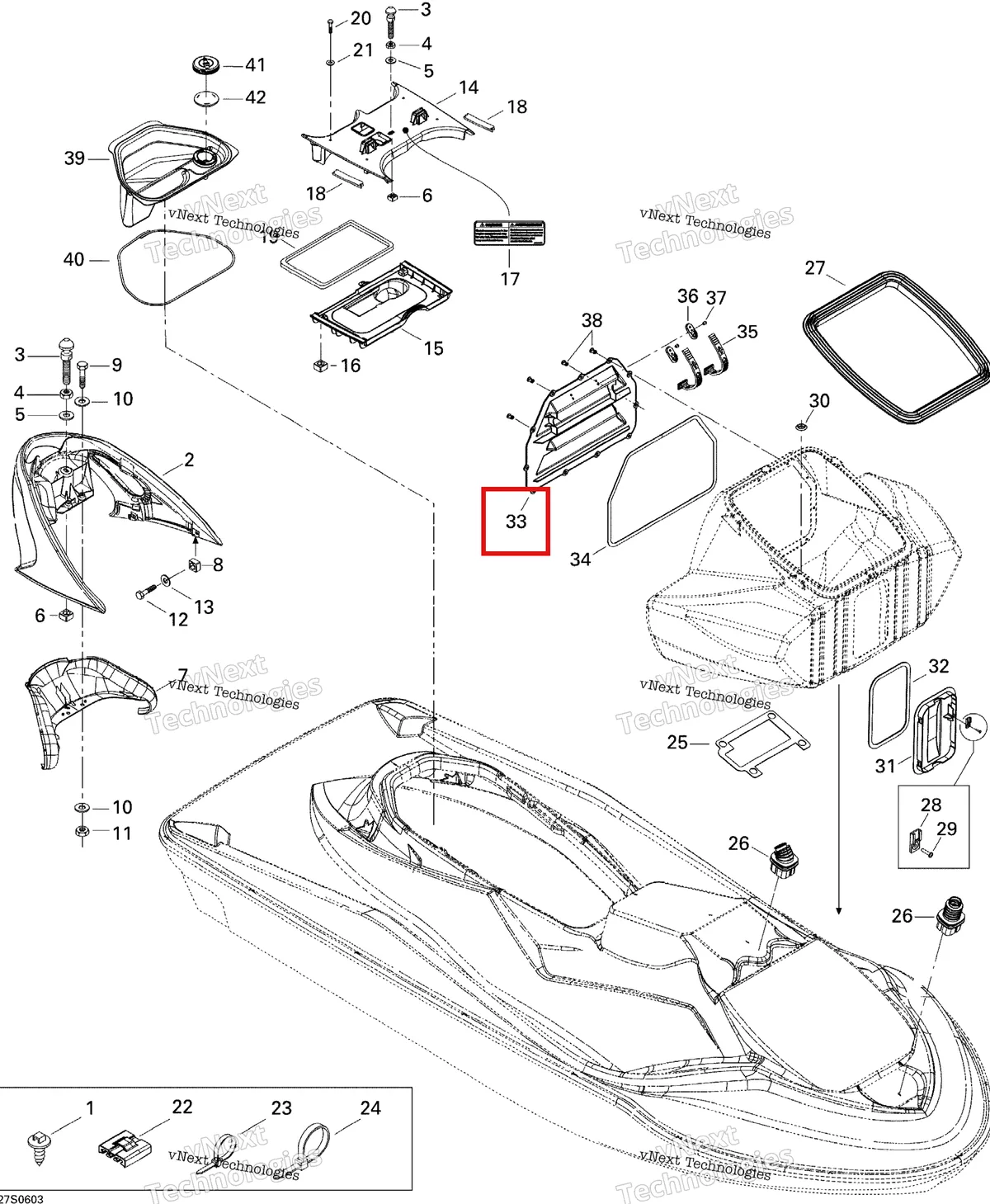 Деталь 291001743 на схеме узла 2006 Sea-Doo GTX 4-TEC SC Body, Front View