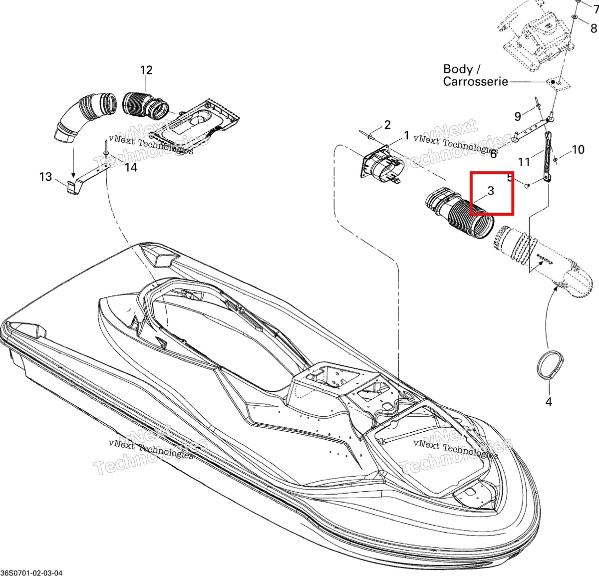 Деталь 291001746 на схеме узла 2007 Sea-Doo GTX LTD Ventilation