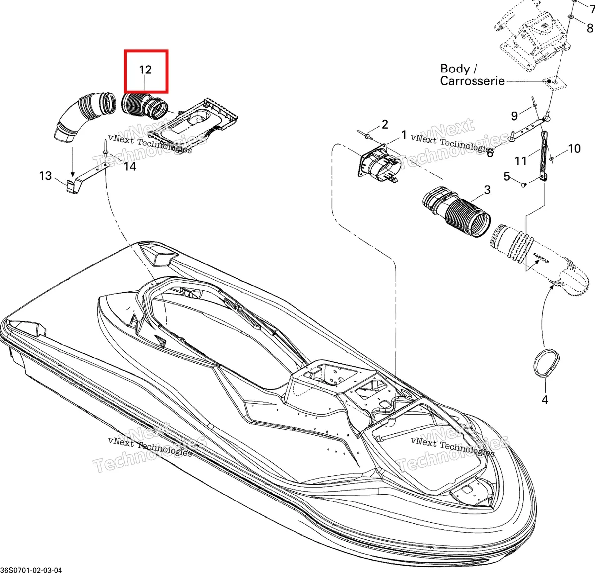 Деталь 291001748 на схеме узла 2007 Sea-Doo GTX LTD Ventilation