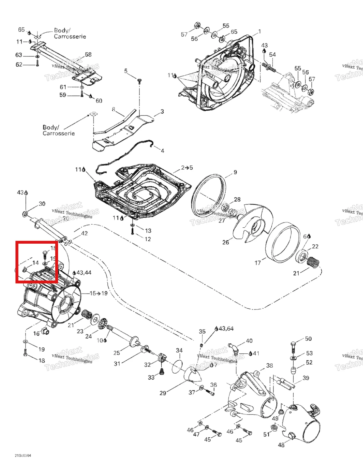 Деталь 291001761 на схеме узла 2003 Sea-Doo GTX DI, 6118/6119 Propulsion System