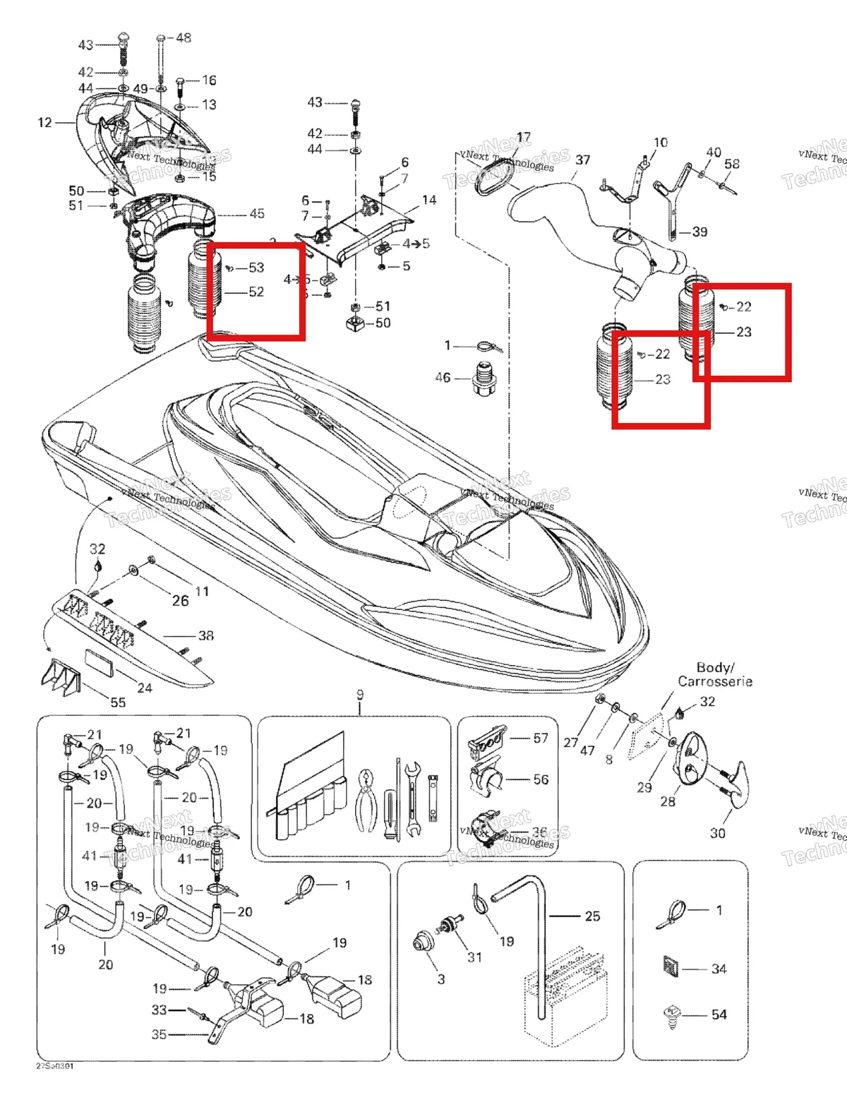 Деталь 291001777 на схеме узла 2003 Sea-Doo GTI Body, Front View