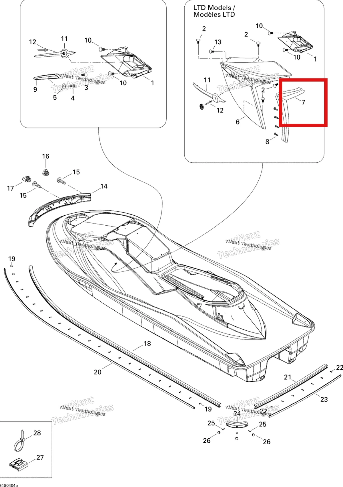 Деталь 291001784 на схеме узла 2004 Sea-Doo GTX 4-TEC, LTD Supercharged Body 2
