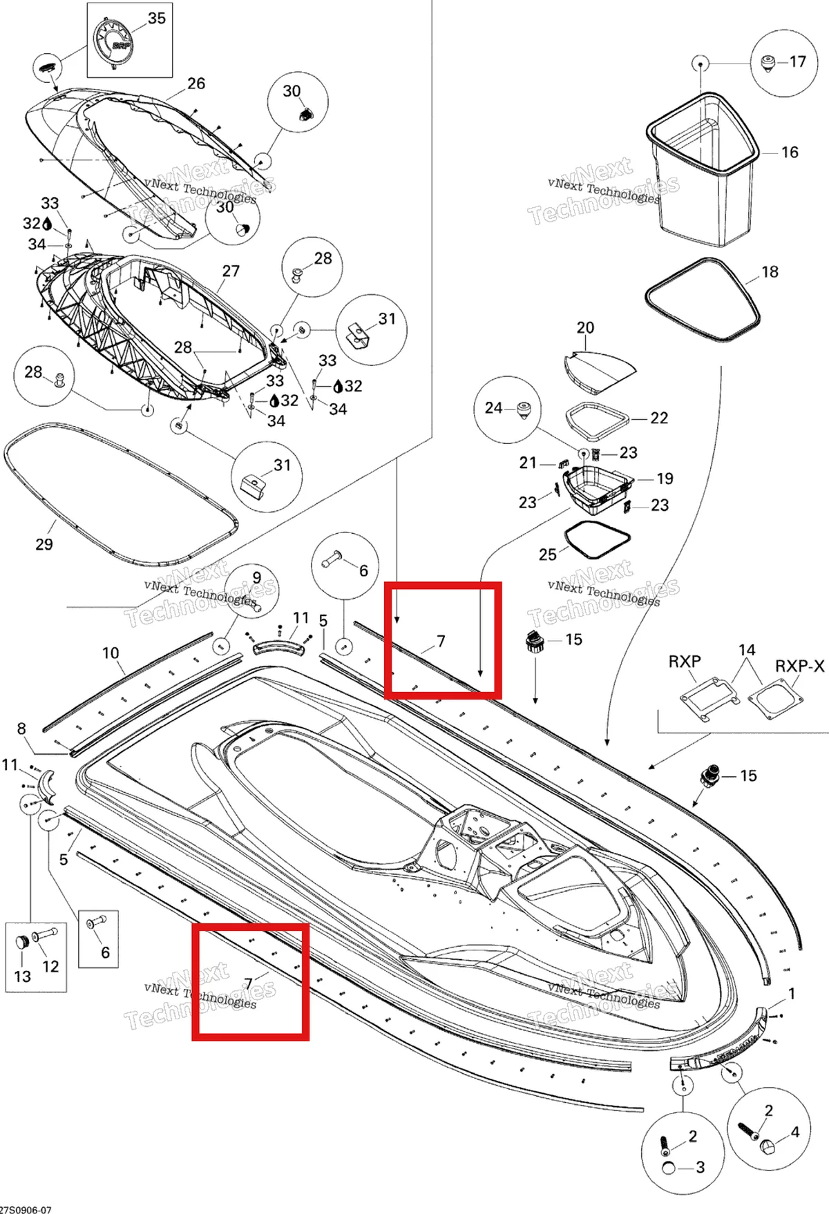 Деталь 291001840 на схеме узла 2009 Sea-Doo RXP 215 Body, Front View