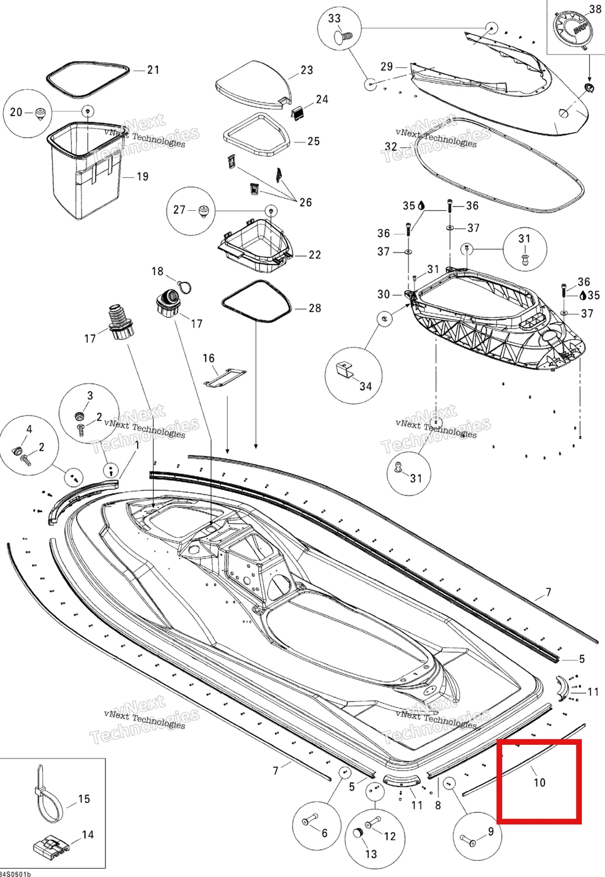 Деталь 291001850 на схеме узла 2005 Sea-Doo RXP Body 2