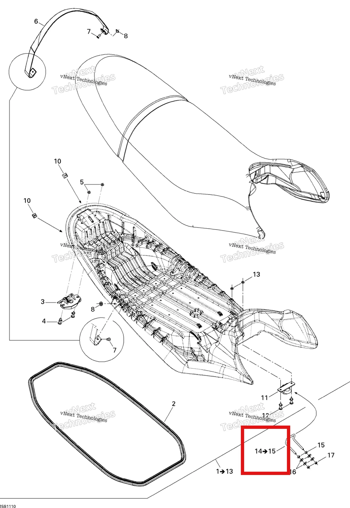 Деталь 291001937 на схеме узла 2011 Sea-Doo RXP-X 255 & RS Seat