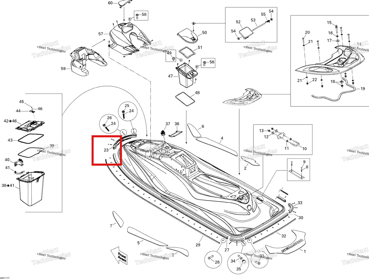 Деталь 291001942 на схеме узла 2011 Sea-Doo GTS Pro 130 Body