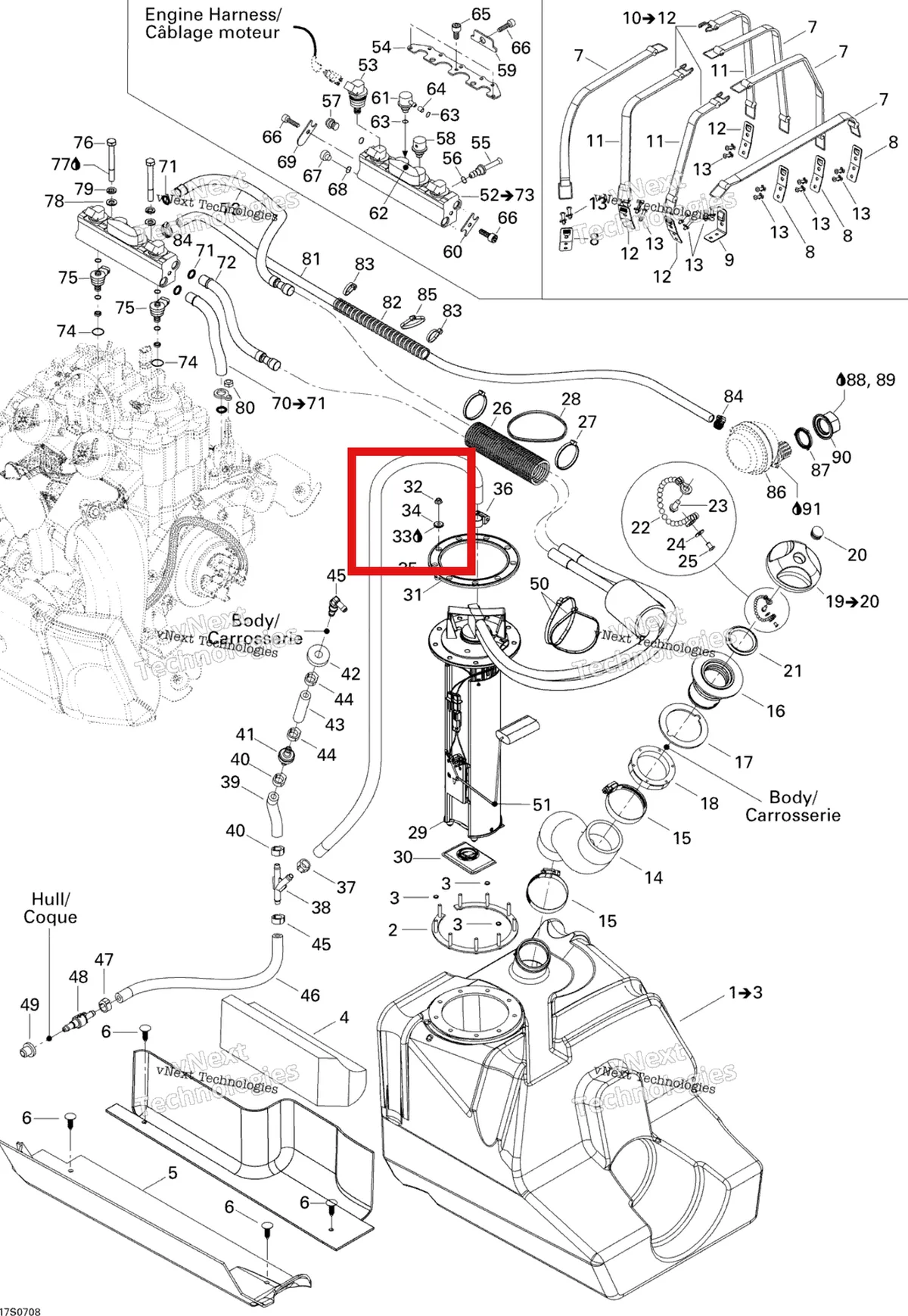 Деталь 291001956 на схеме узла 2007 Sea-Doo 3D 947 DI Fuel System