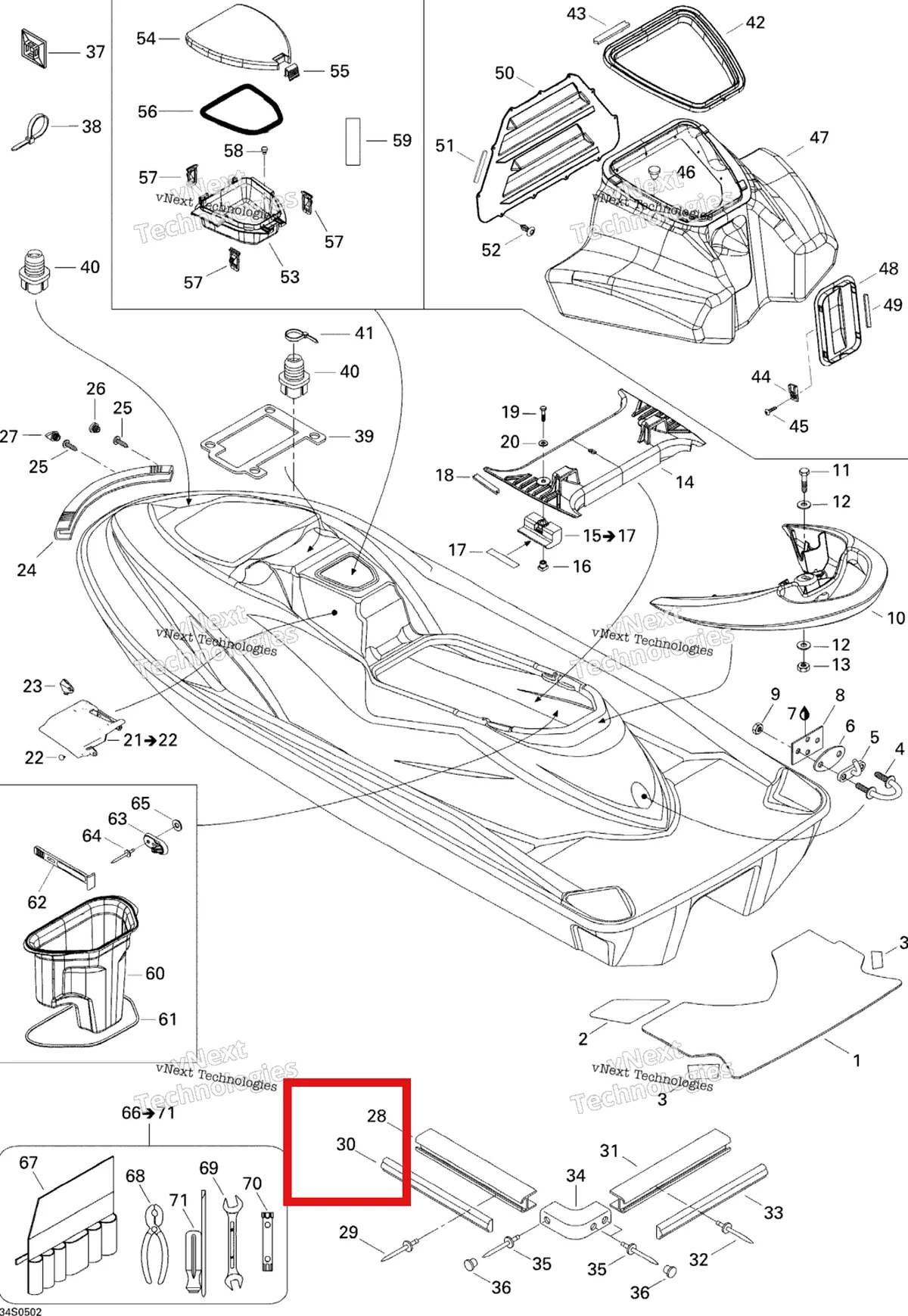 Деталь 291002001 на схеме узла 2005 Sea-Doo GTI Body