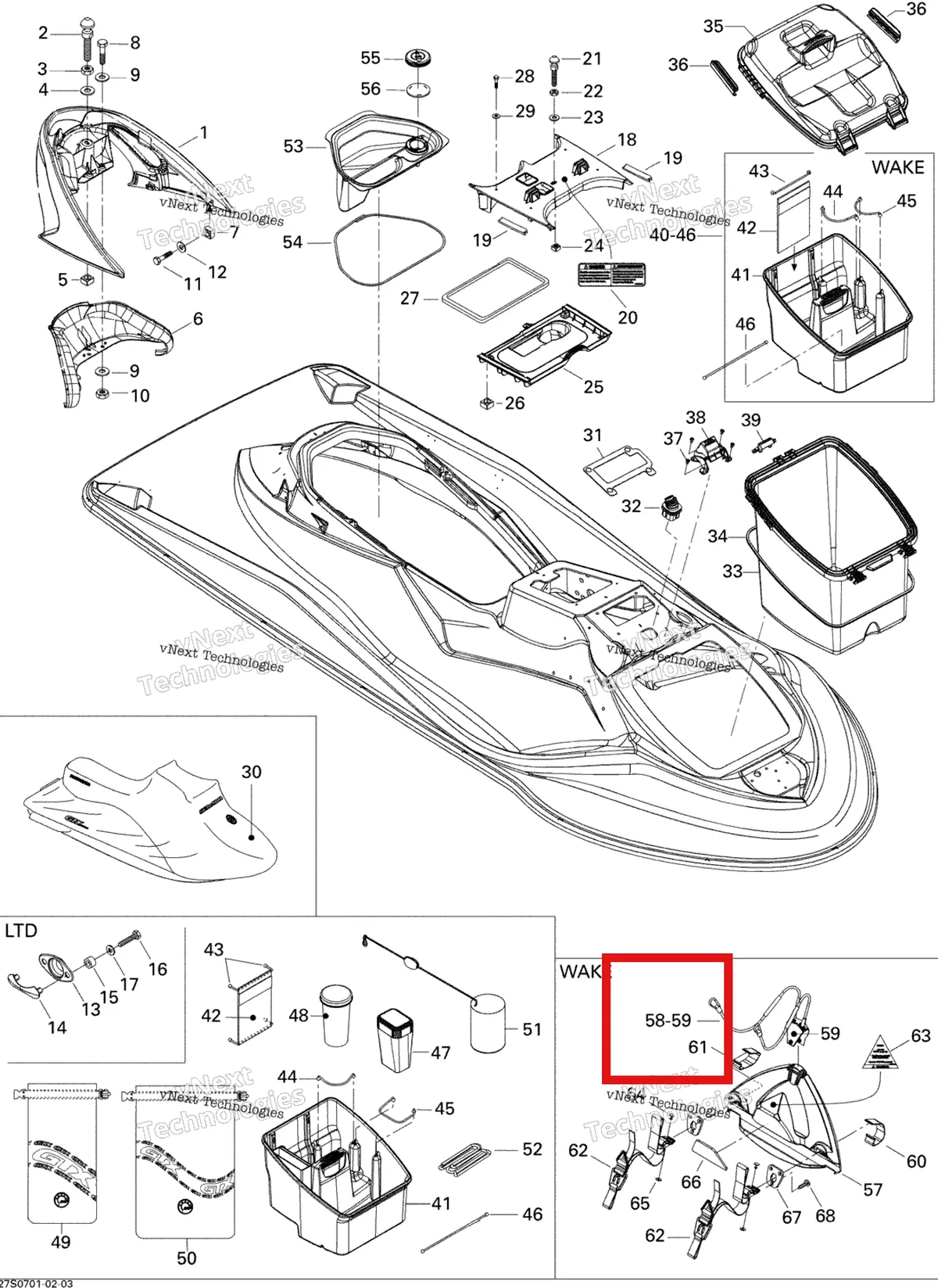 Деталь 291002026 на схеме узла 2007 Sea-Doo GTX STD & Wake Body, Front View