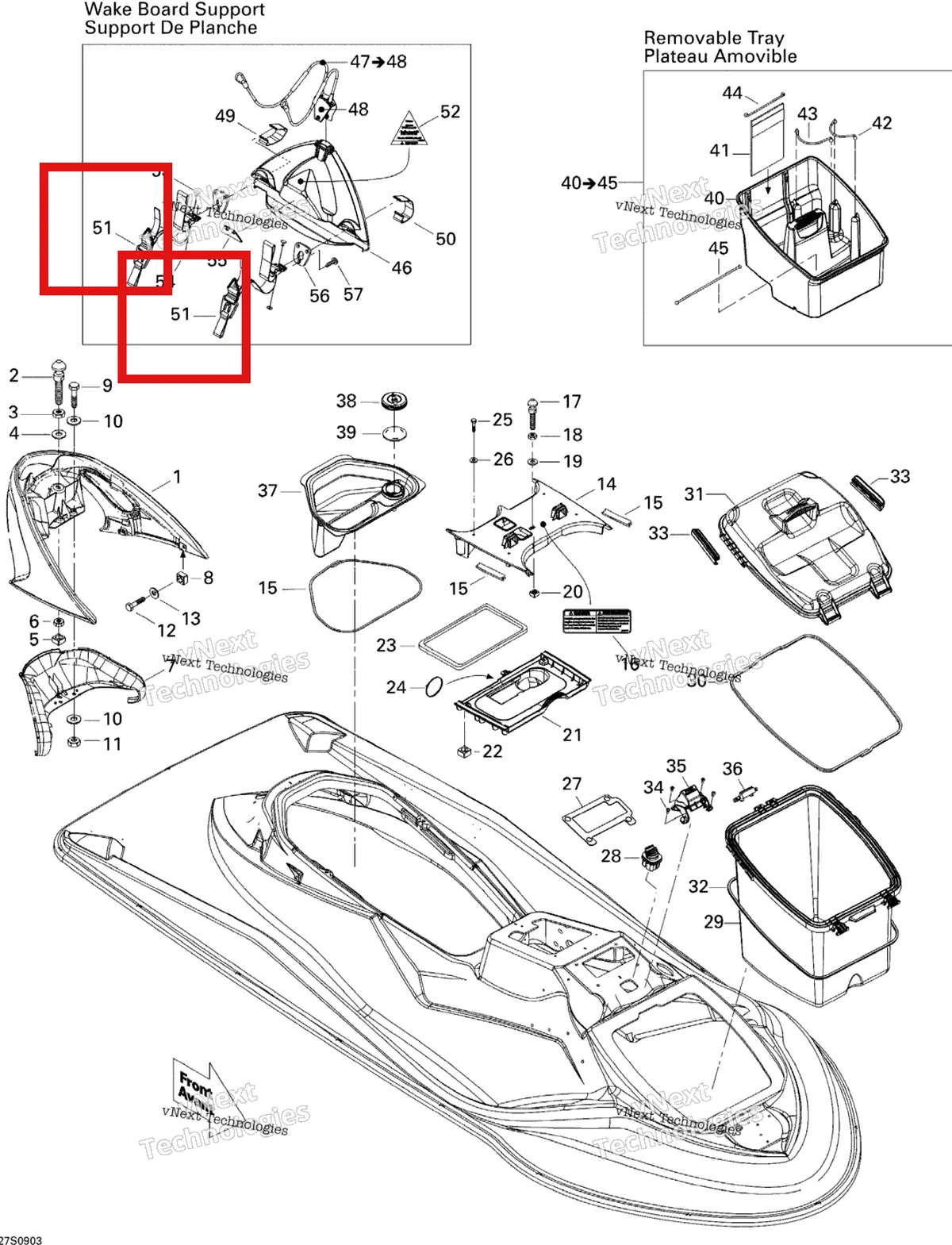 Деталь 291002029 на схеме узла 2009 Sea-Doo Wake PRO 215 Body, Front View
