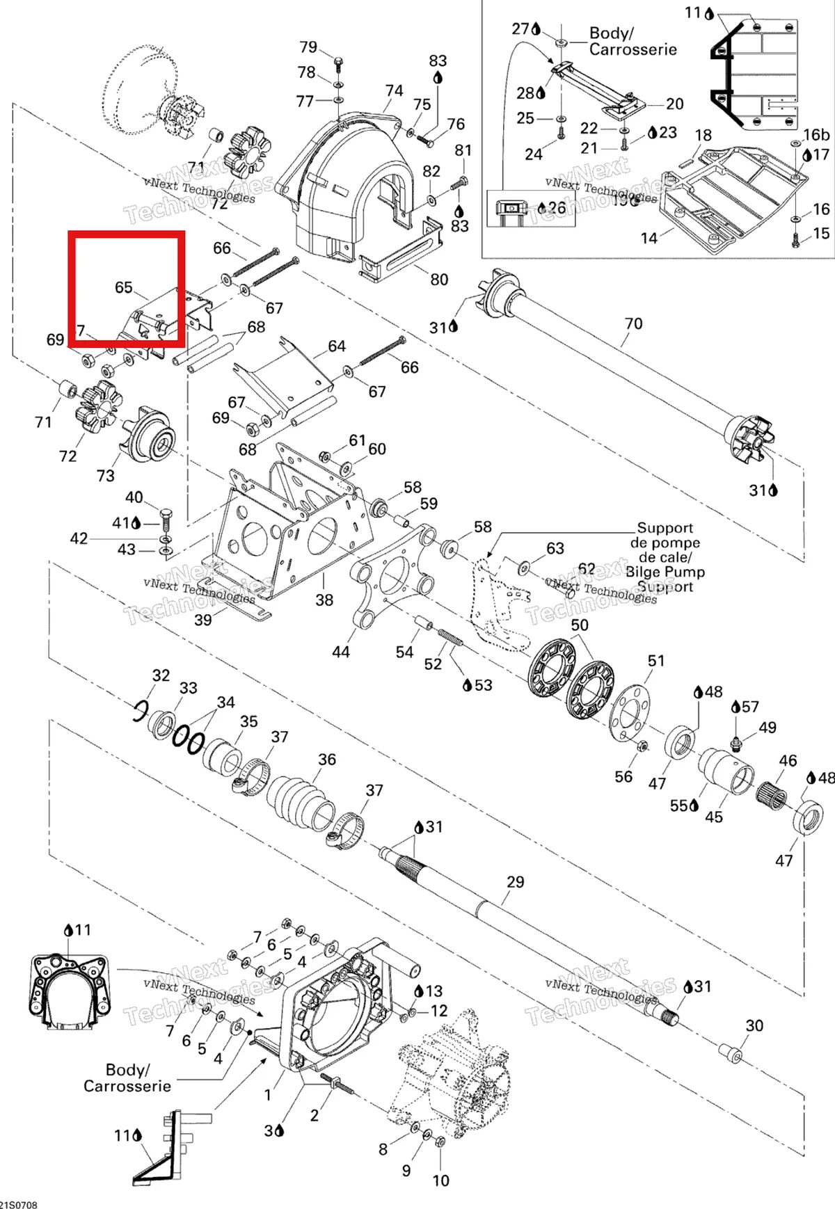 Деталь 291002030 на схеме узла 2007 Sea-Doo 3D 947 DI Propulsion