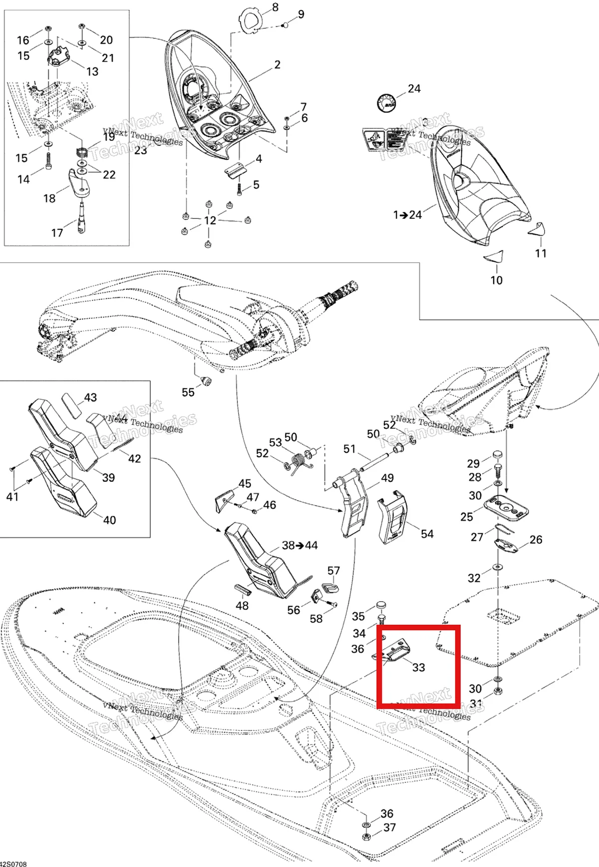 Деталь 291002036 на схеме узла 2007 Sea-Doo 3D 947 DI Kart Seat