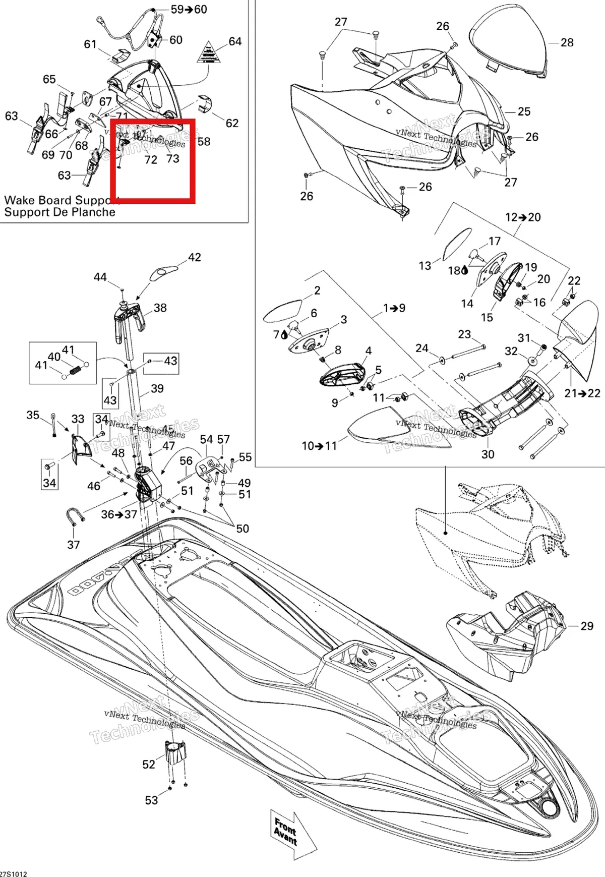 Деталь 291002050 на схеме узла 2010 Sea-Doo Wake 155 Body, Front View