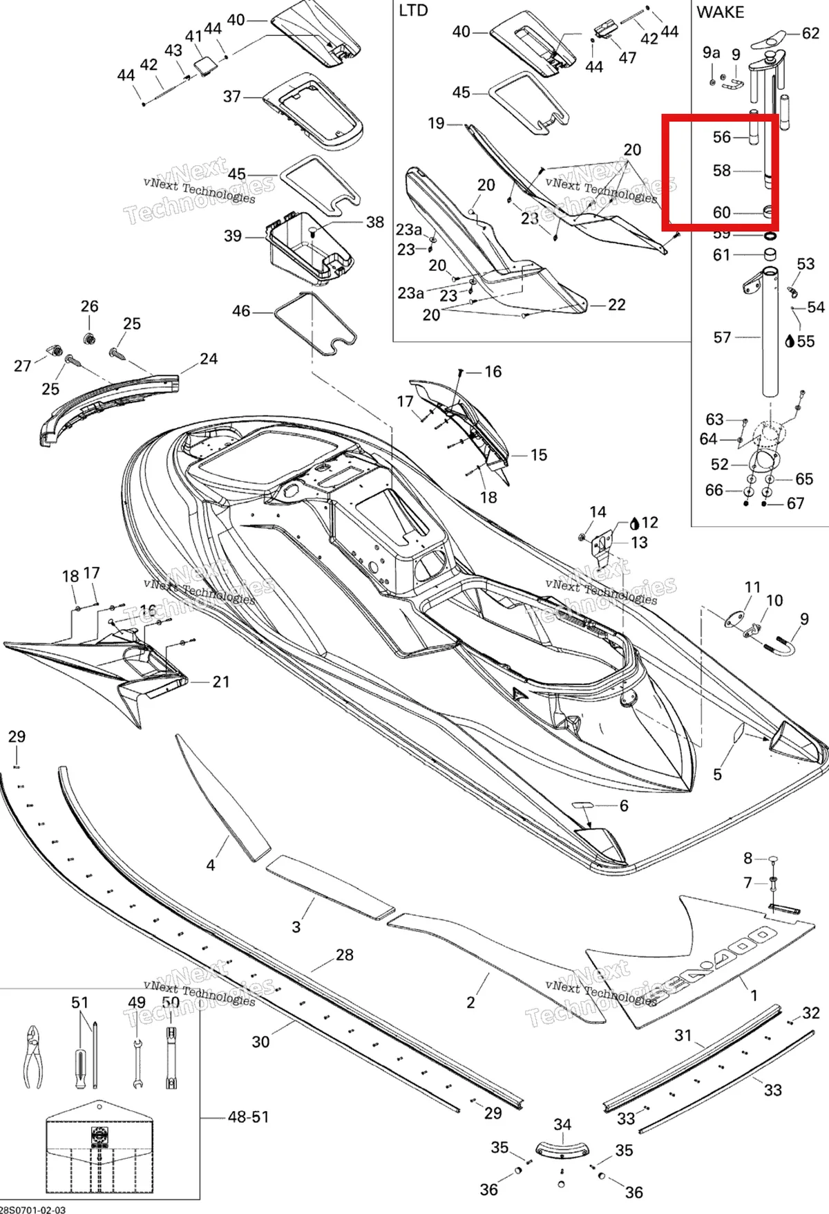 Деталь 291002095 на схеме узла 2007 Sea-Doo GTX STD & Wake Body, Rear View