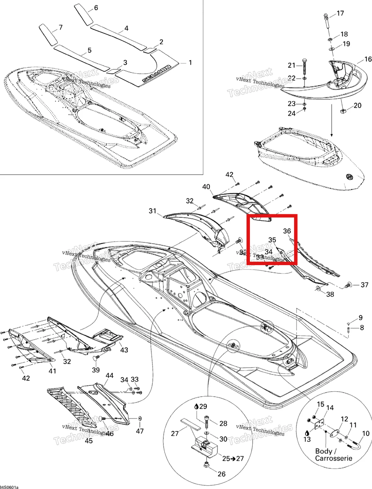 Деталь 291002107 на схеме узла 2006 Sea-Doo RXP Body 1