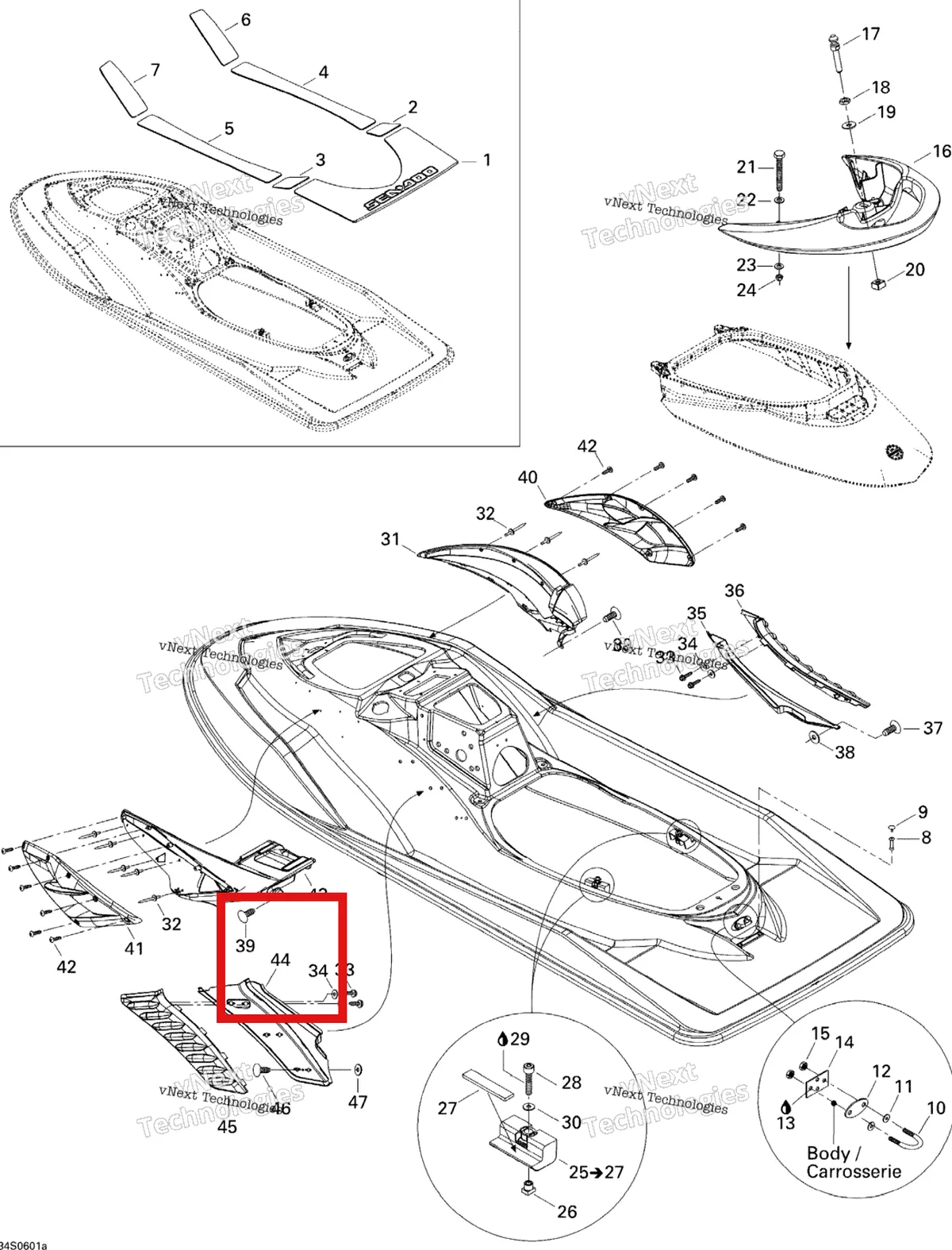 Деталь 291002109 на схеме узла 2006 Sea-Doo RXP Body 1
