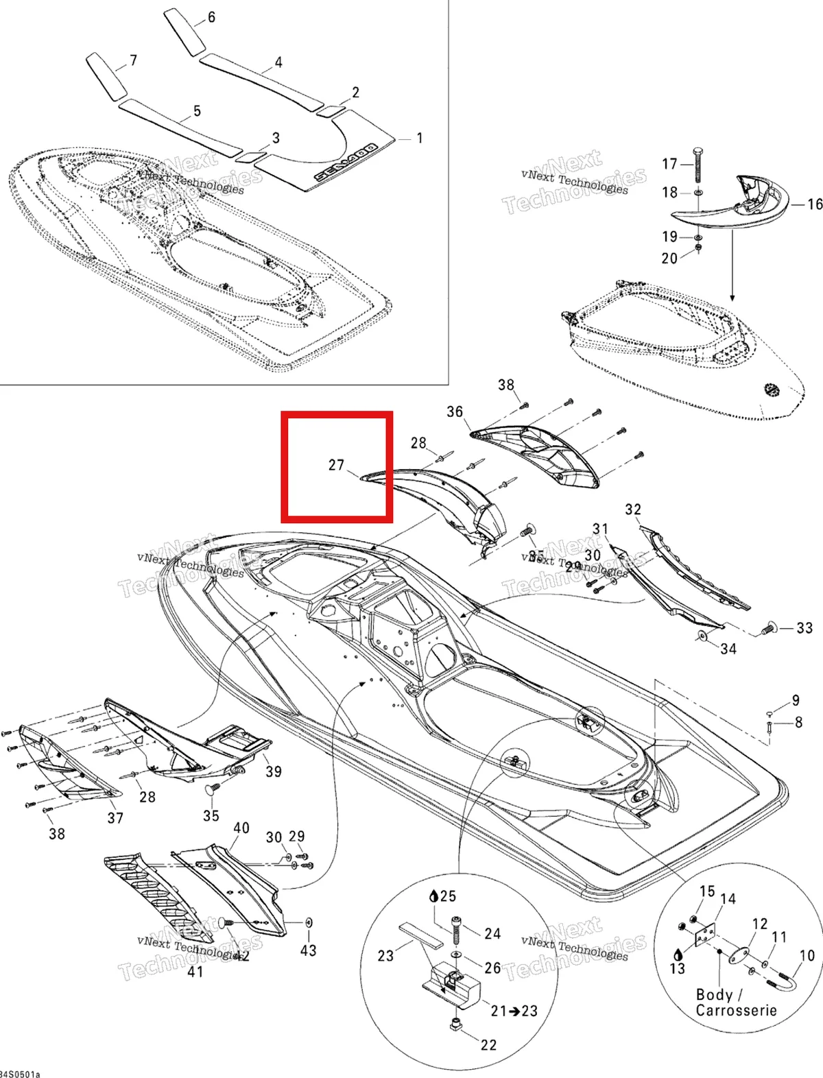 Деталь 291002117 на схеме узла 2005 Sea-Doo RXP Body 1