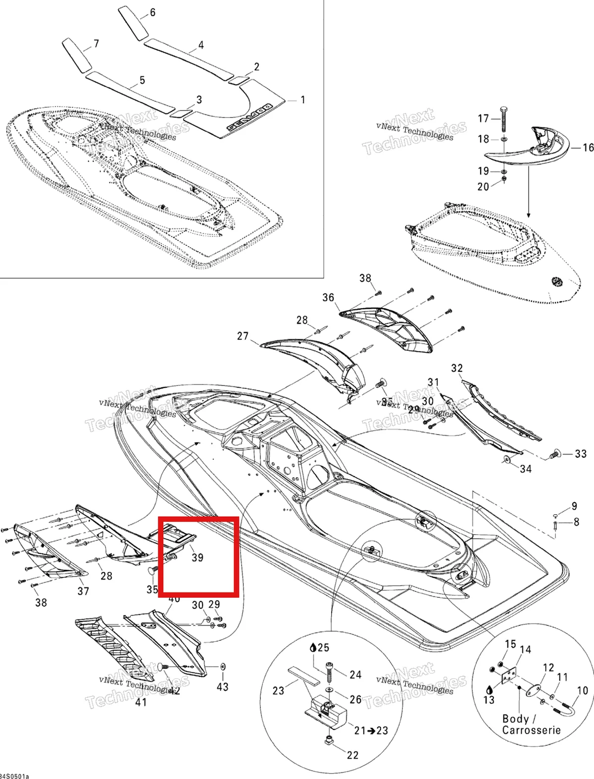 Деталь 291002118 на схеме узла 2005 Sea-Doo RXP Body 1