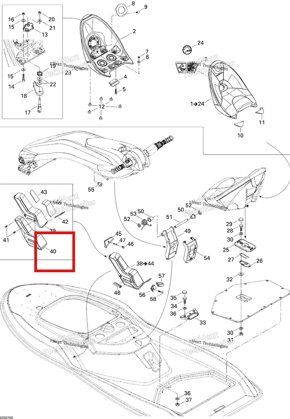 Деталь 291002123 на схеме узла 2007 Sea-Doo 3D 947 DI Kart Seat